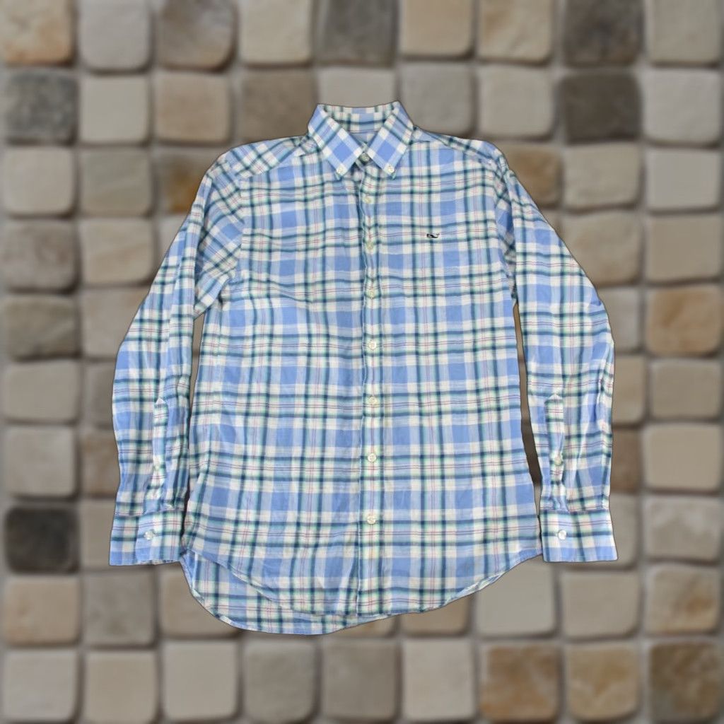 Vineyard Vines VINTAGE Vineyard Vines Whale Shirt Mens Small Plaid Button-Down Shirt Adult Small Blue White Cotton Slim Fit Mens Size US S / EU 44-46 / 1 - 1 Thumbnail
