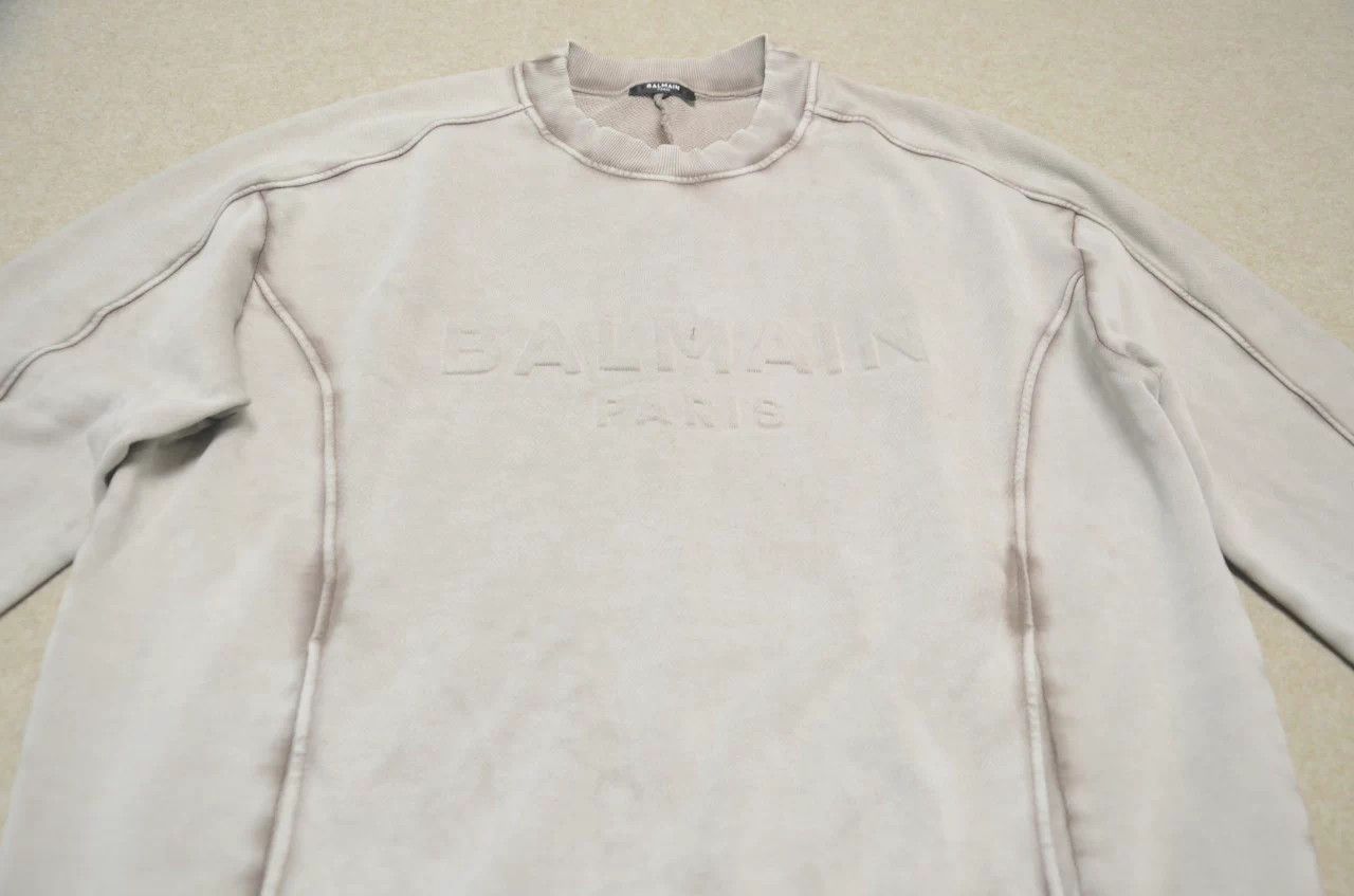 Balmain Balmain Oversized Distressed Washed Logo Sweatshirt S New Size US S / EU 44-46 / 1 - 2 Thumbnail