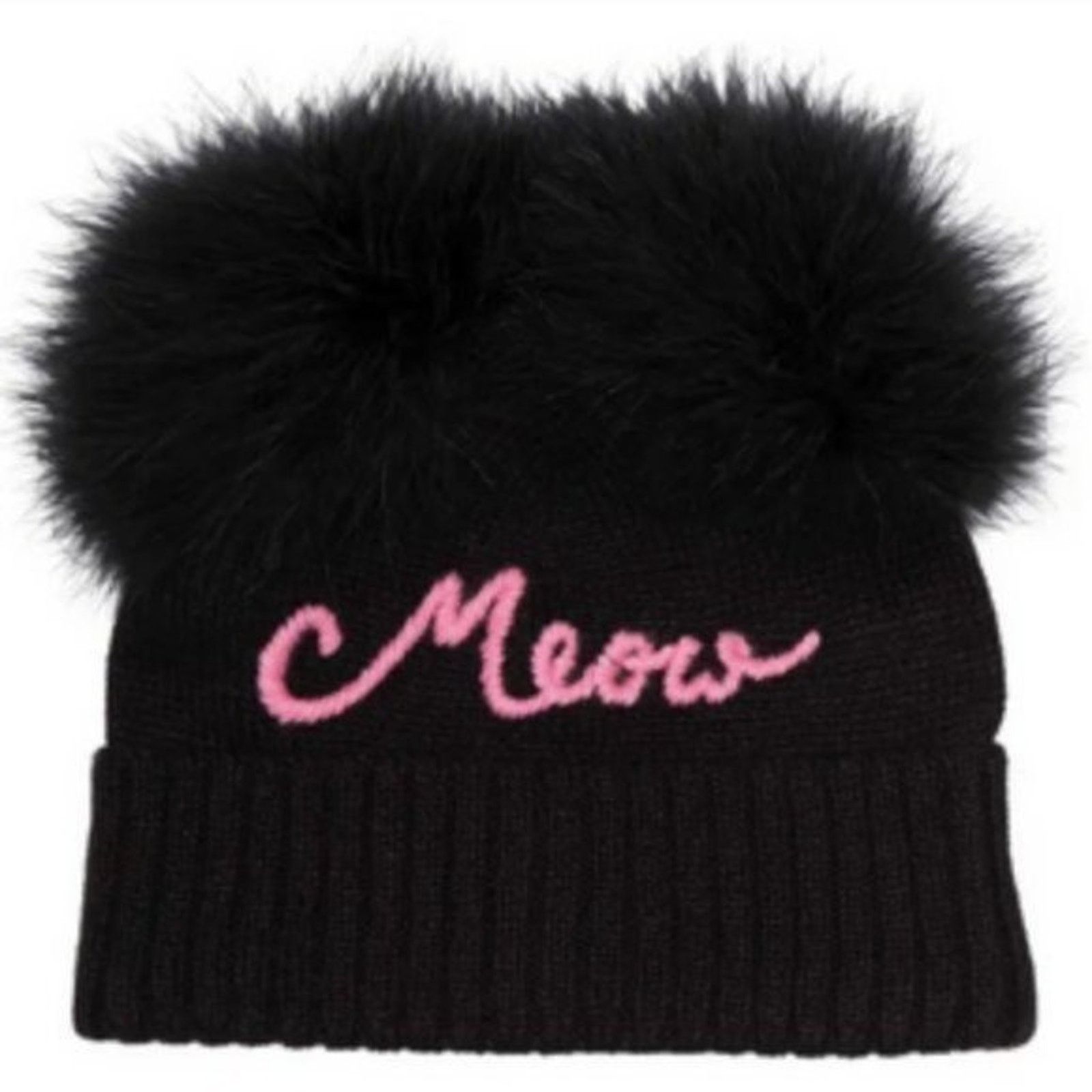 Kate Spade Kate Spade New York meow marabou pompom beanie black Size ONE SIZE - 1 Thumbnail