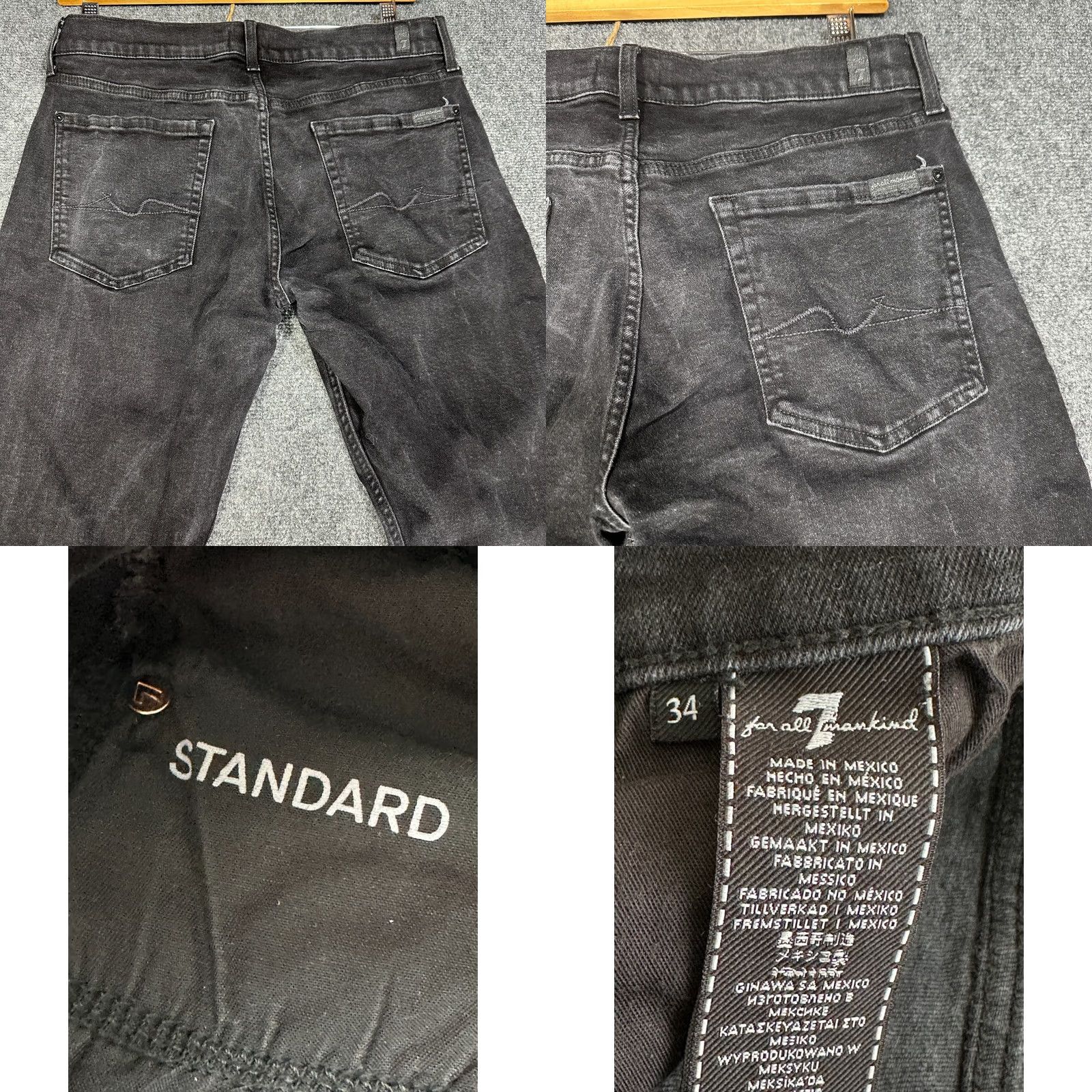 7 For All Mankind 7 For All Mankind Jeans Mens 34 Regular Stretch 5-Pocket Design Black Denim Cotton Blend Pockets Size US 34 / EU 50 - 8 Thumbnail