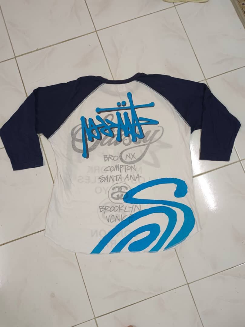 Japanese Brand × Stussy Vintage Stussy Mirror Print Raglan Tee Size US S / EU 44-46 / 1 - 8 Thumbnail