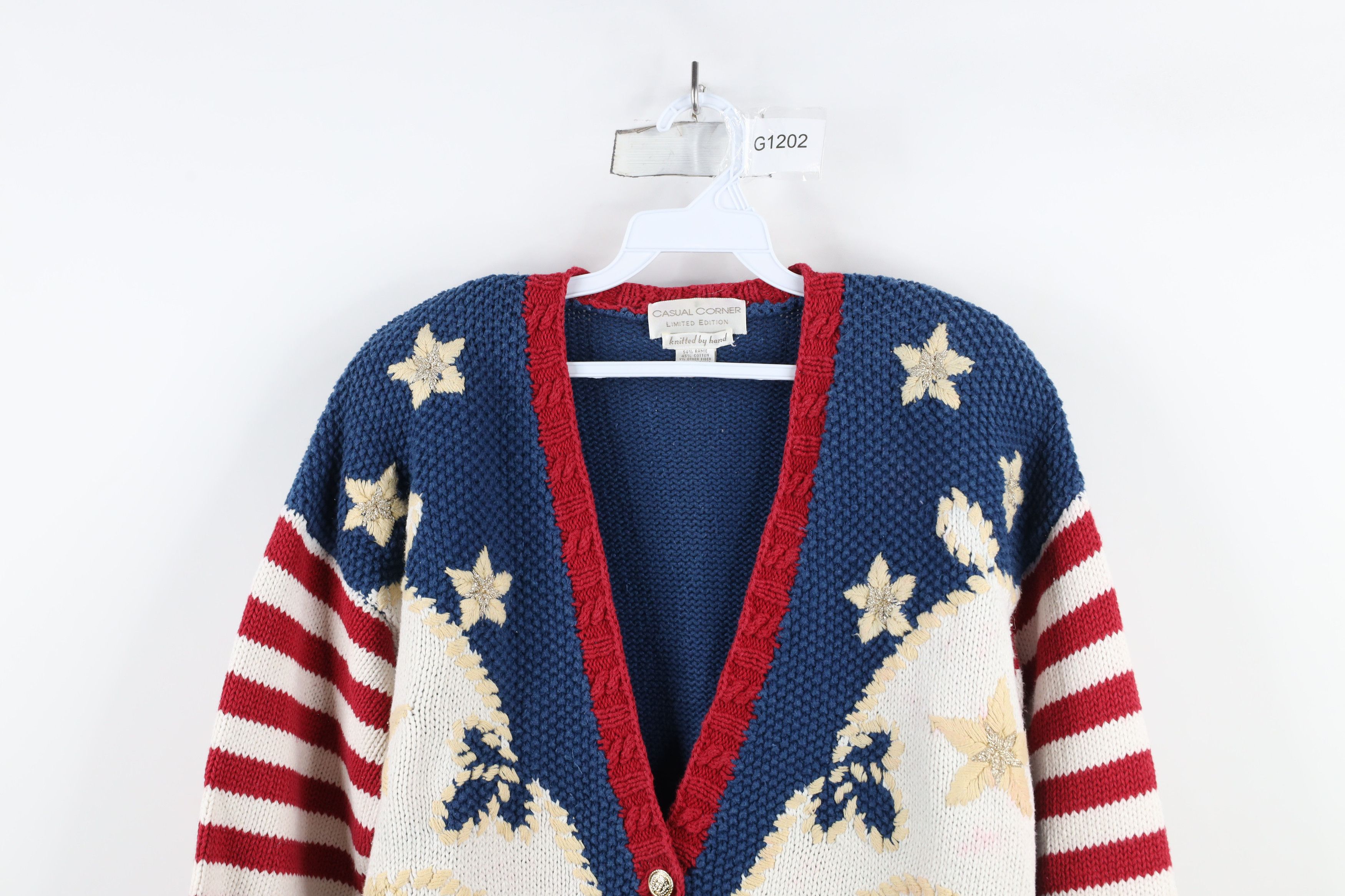 Vintage Vintage 90s Streetwear Flower Boat Anchor Cardigan Sweater Size M / US 6-8 / IT 42-44 - 2 Thumbnail