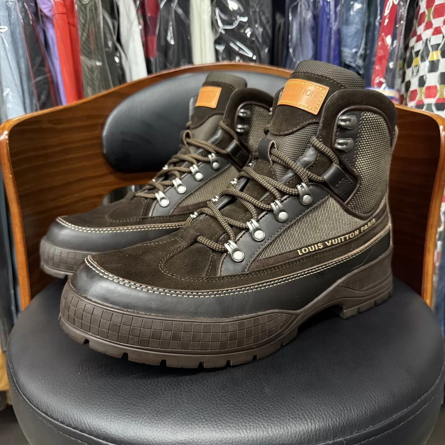 Louis Vuitton LV brown color-blocked leather hiking boots 9.5/43.5 new Size US 9.5 / EU 42-43 - 1 Thumbnail