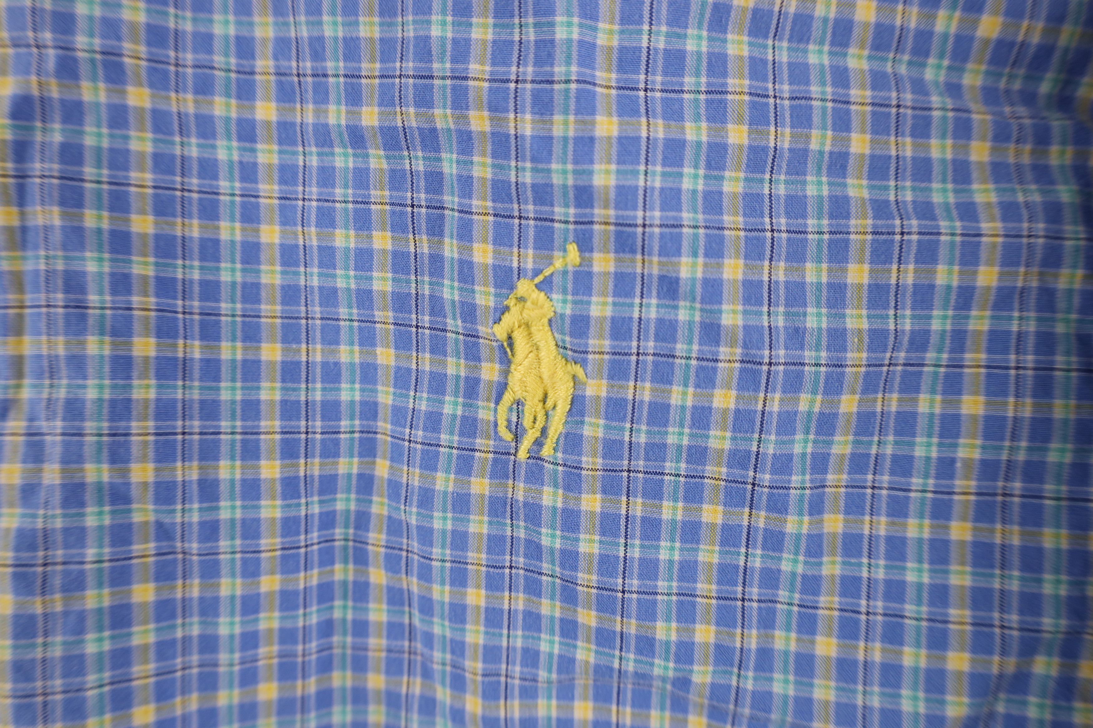 Ralph Lauren × Vintage Ralph Lauren Button Down Dress Shirt Blue Plaid Cotton Size US M / EU 48-50 / 2 - 4 Thumbnail