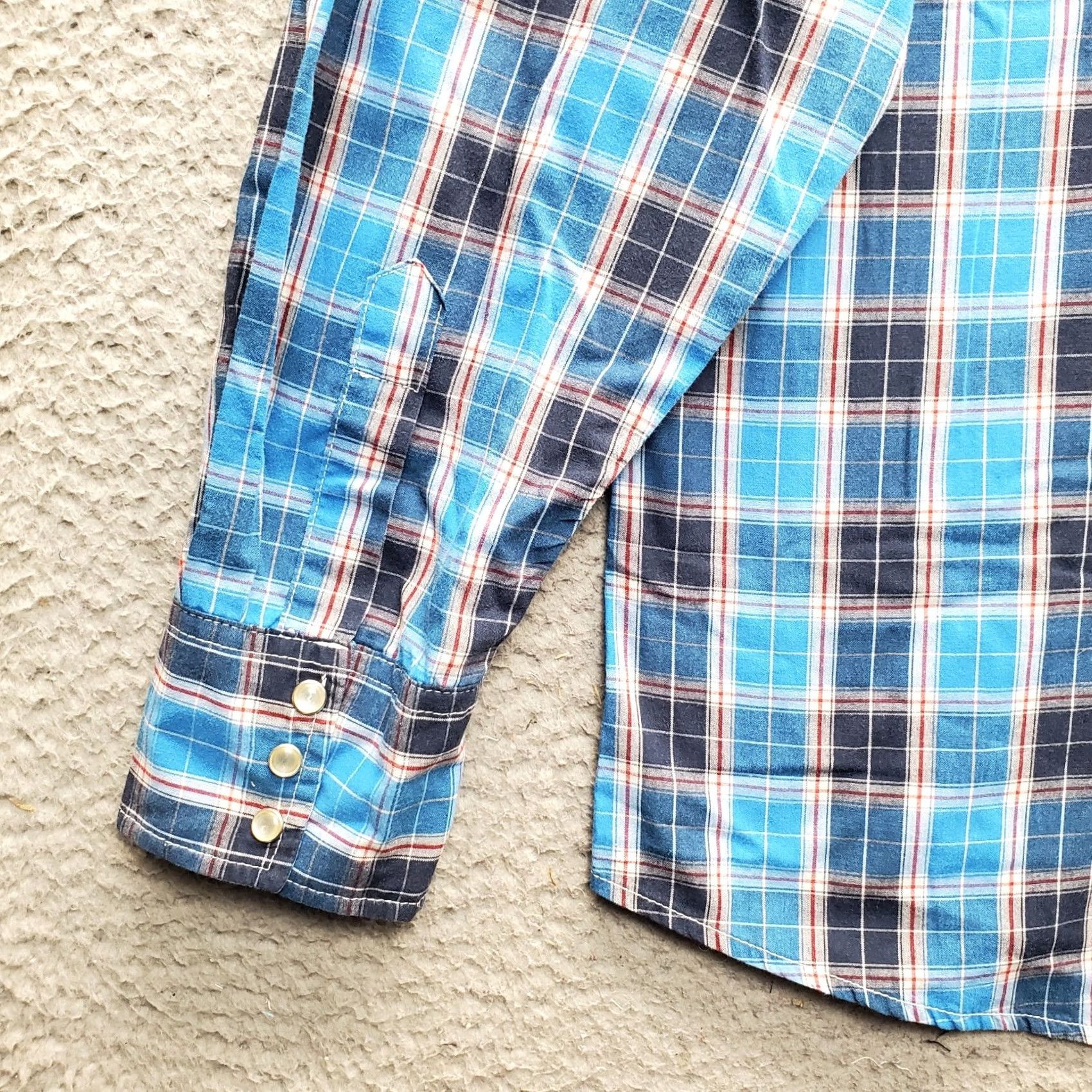 Wrangler Wrangler Wrancher Mens Western Shirt Mult Plaid Chest Pocket Snap Collar XL Size US XL / EU 56 / 4 - 8 Thumbnail