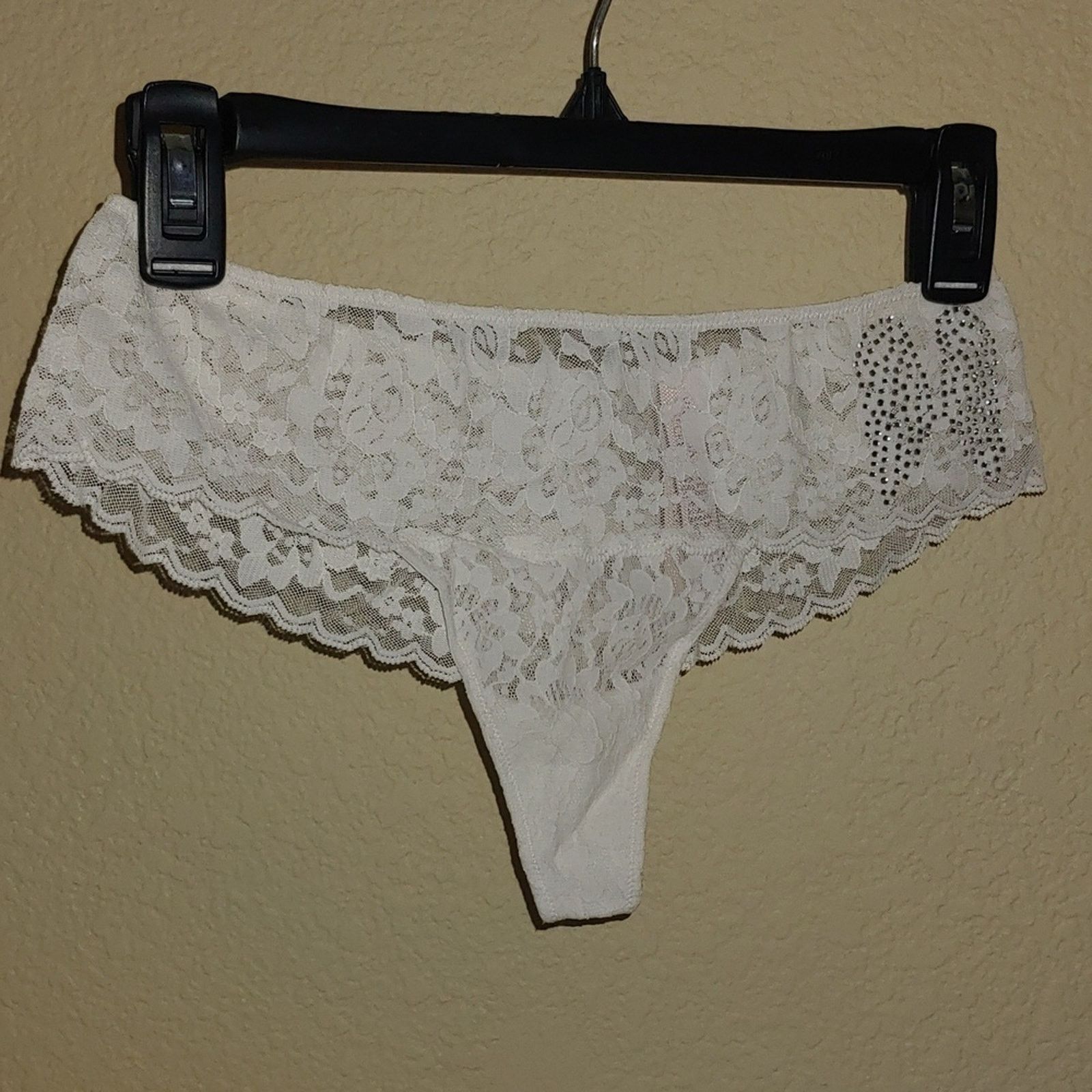 Victoria's Secret Victoria’s Secret Dream Angels White Lace Thong Rhinestones Size ONE SIZE - 13 Thumbnail