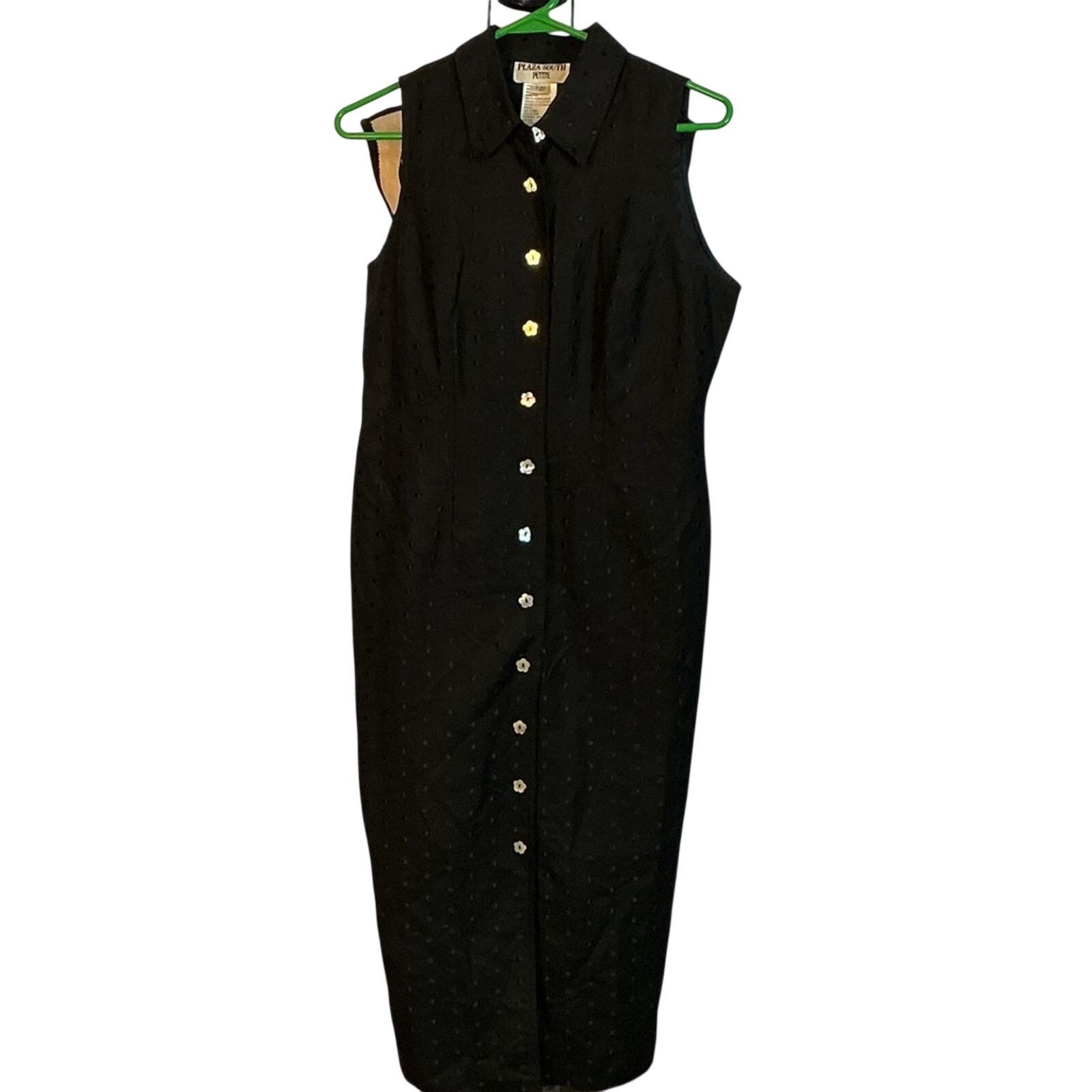 Other Plaza South Petite Black Button Front Maxi Dress Womens 6P Size M / US 6-8 / IT 42-44 - 1 Thumbnail