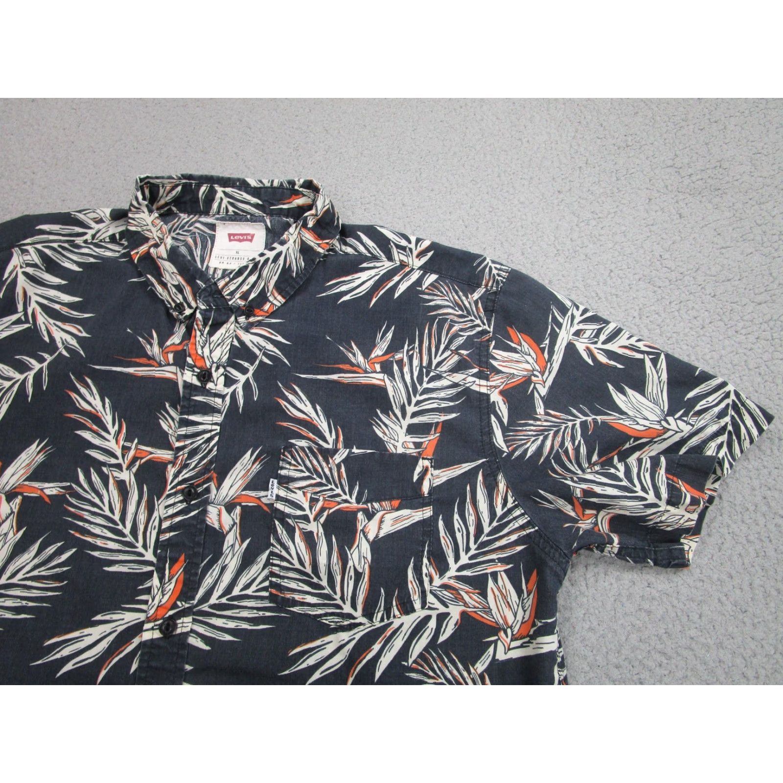 Levi's VINTAGE Levis Shirt Mens XL Blue Hawaiian Tropical Floral Birds Paradise Button Front Size US XL / EU 56 / 4 - 2 Thumbnail