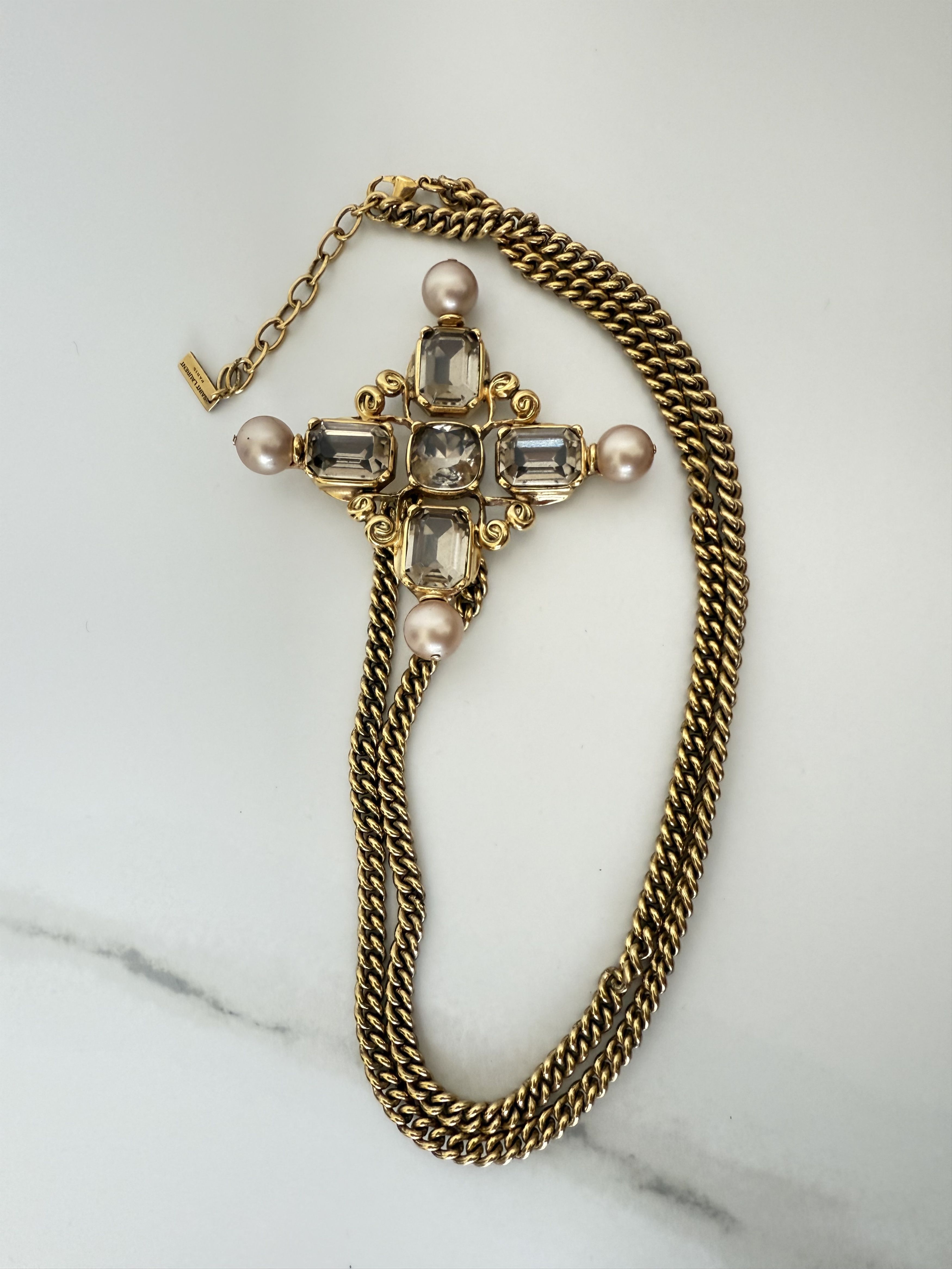 Saint Laurent Paris Saint Laurent Baroque Cross Charm Necklace Size ONE SIZE - 1 Thumbnail