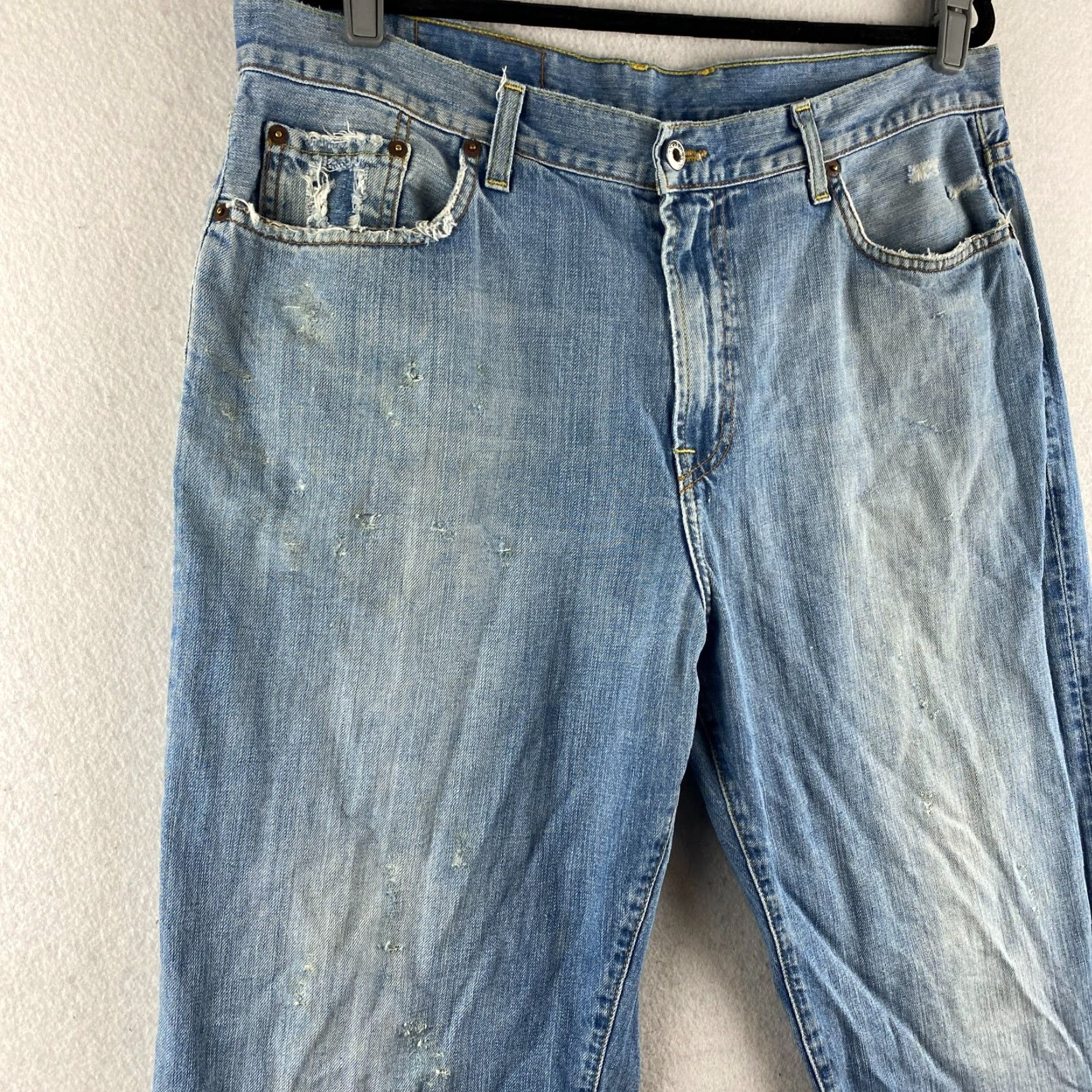 Lucky Brand Lucky Brand Jeans Mens 38 Blue Distressed Straight 5-Pocket Denim Relaxed Regular Zip Belt Loops Inseam 32 N/A Size US 38 / EU 54 - 5 Thumbnail