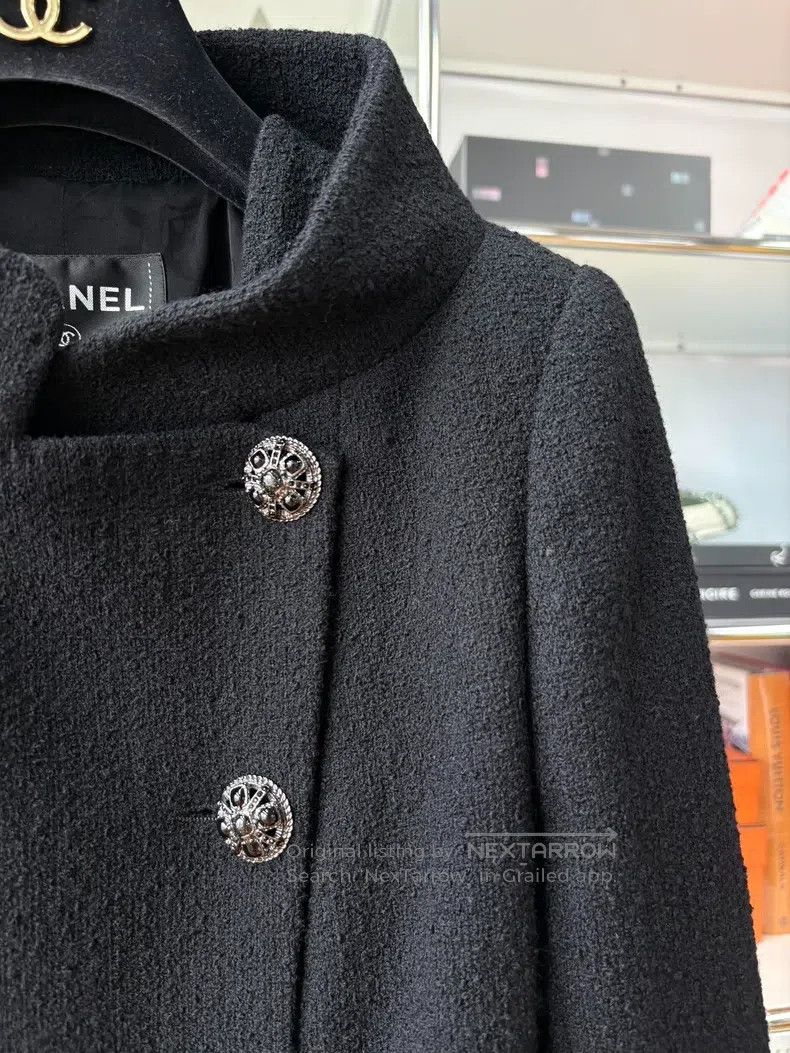 Chanel Chanel Black double-breasted stand-up collar wool tweed ja Size XXS / US 00 / IT 34 - 2 Thumbnail