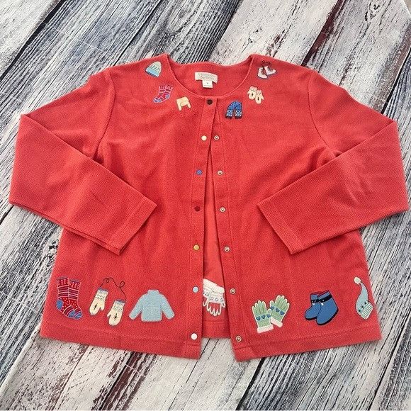 Other Vintage 2003 Christopher & Banks Coral Knit Cardigan with Wi Size M / US 6-8 / IT 42-44 - 2 Thumbnail