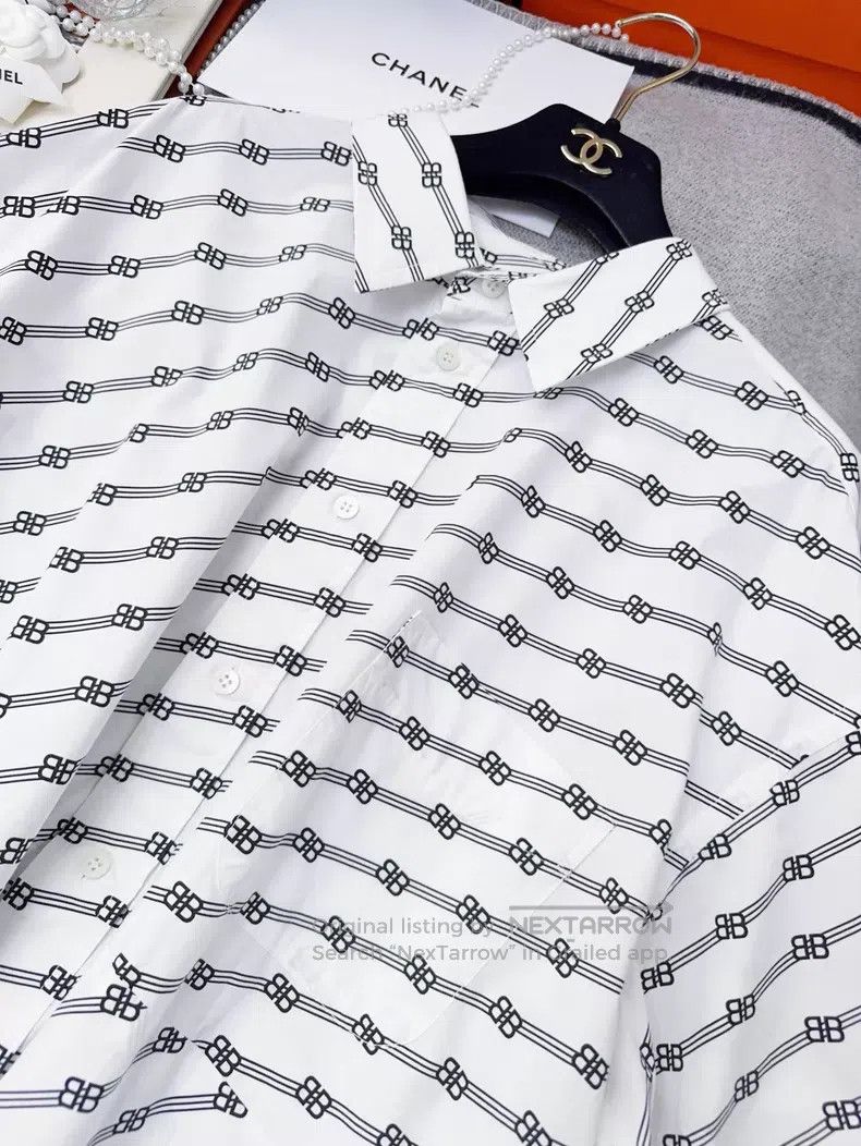 Balenciaga Balenciaga Black and White Color Logo Printed Loose Shirt Size XXS / US 00 / IT 34 - 3 Thumbnail