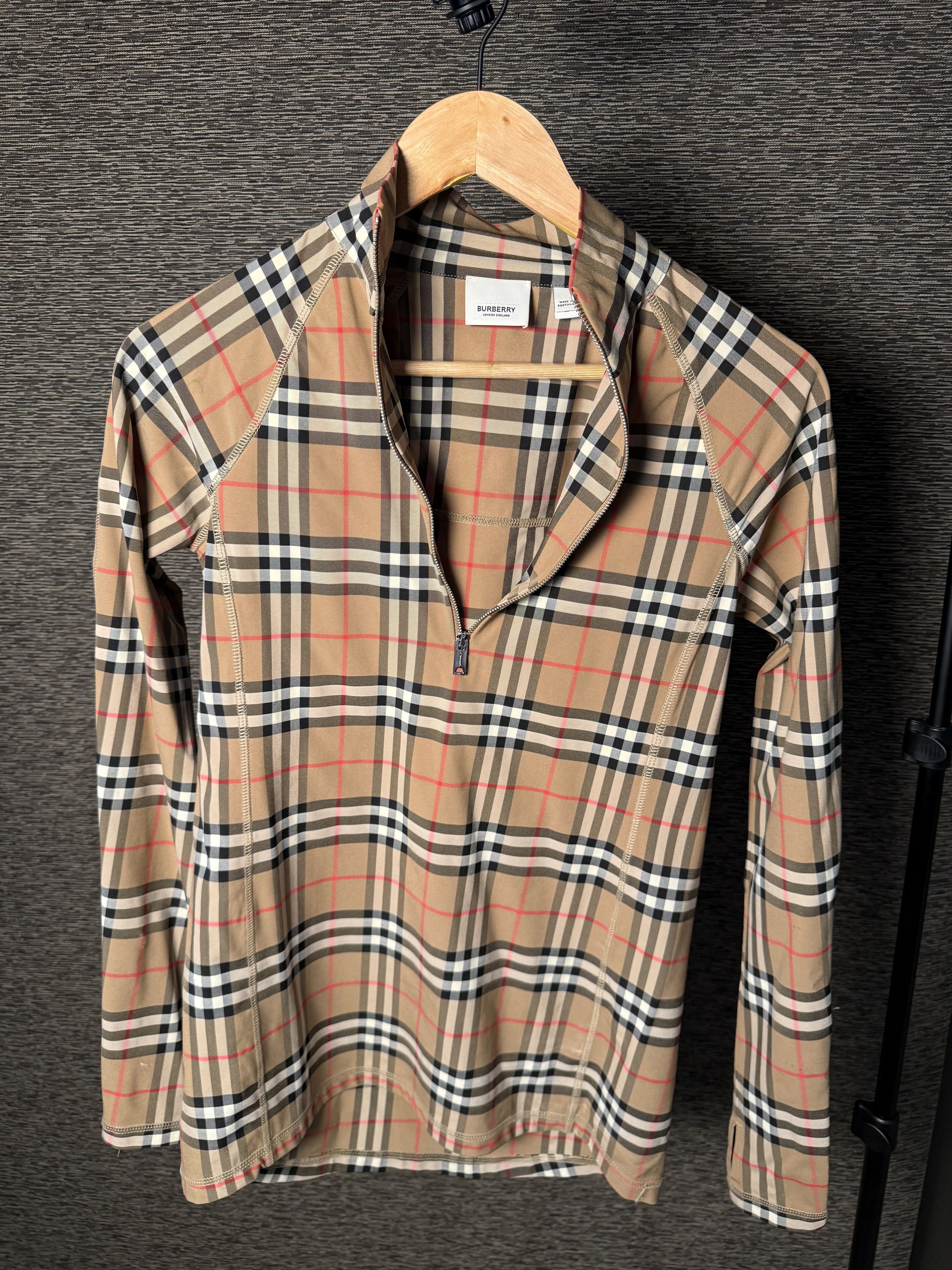 Burberry Burberry Nova Check Half-Zip Long Sleeve Top Size M / US 6-8 / IT 42-44 - 1 Thumbnail