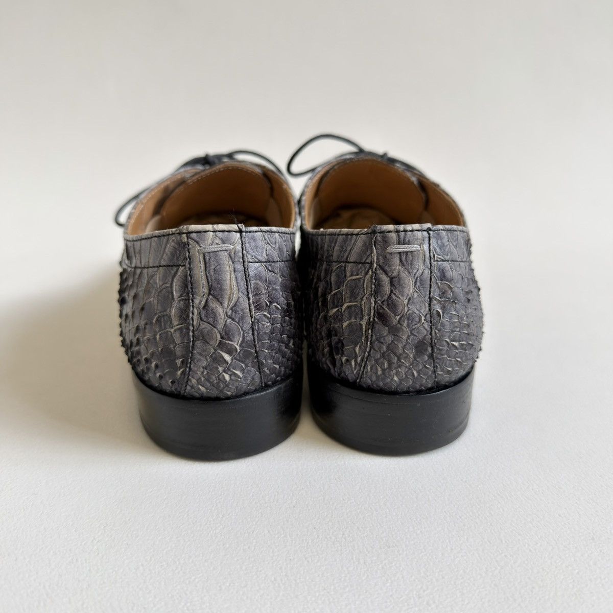 Maison Margiela Gray Snakeskin Lace Up Leather Shoes Size US 7 / IT 37 - 18 Thumbnail