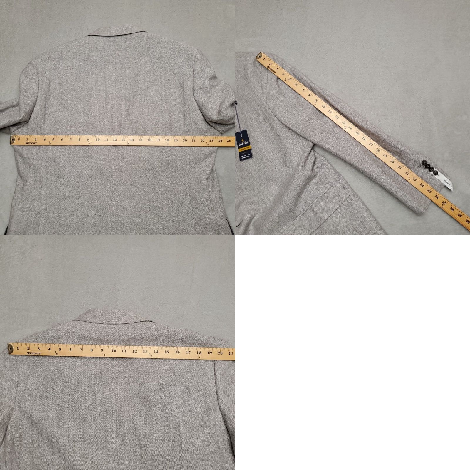 Stafford VINTAGE JCPenney Stafford Blazer Men 48 Gray Herringbone Twill Sport Jacket Coat Suit Top Size 48R - 9 Thumbnail