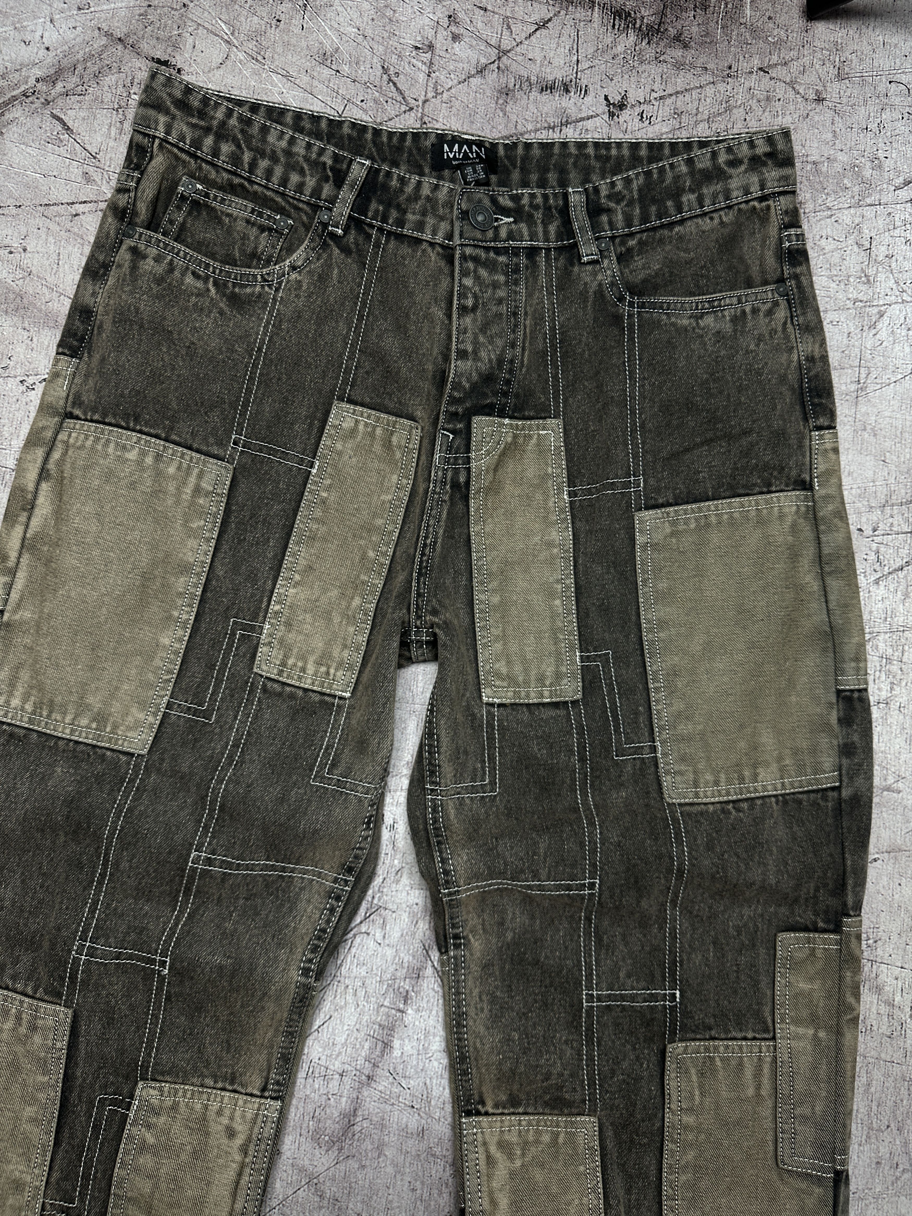 20471120 Mens Patchwork Avant Garde Denim Pants Jeans Size US 34 / EU 50 - 2 Thumbnail