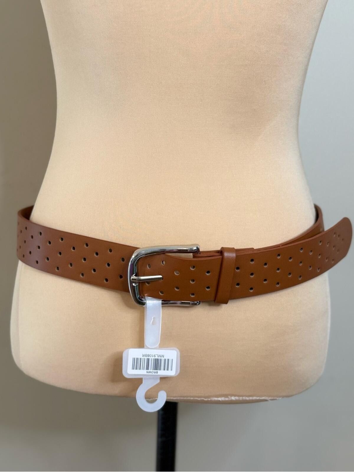 Other Brown Faux leather western belt round cutouts SZ 43” Size ONE SIZE - 1 Thumbnail