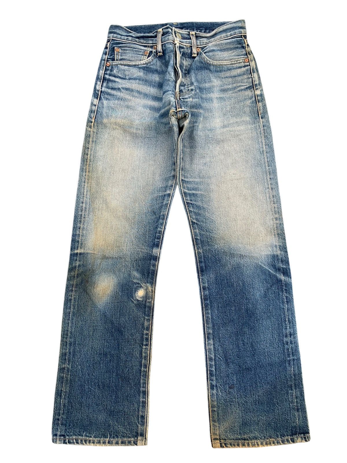 VINTAGE UNIQLO UJ SELVEDGE FADED & RUSTY DISTRESSED DENIM