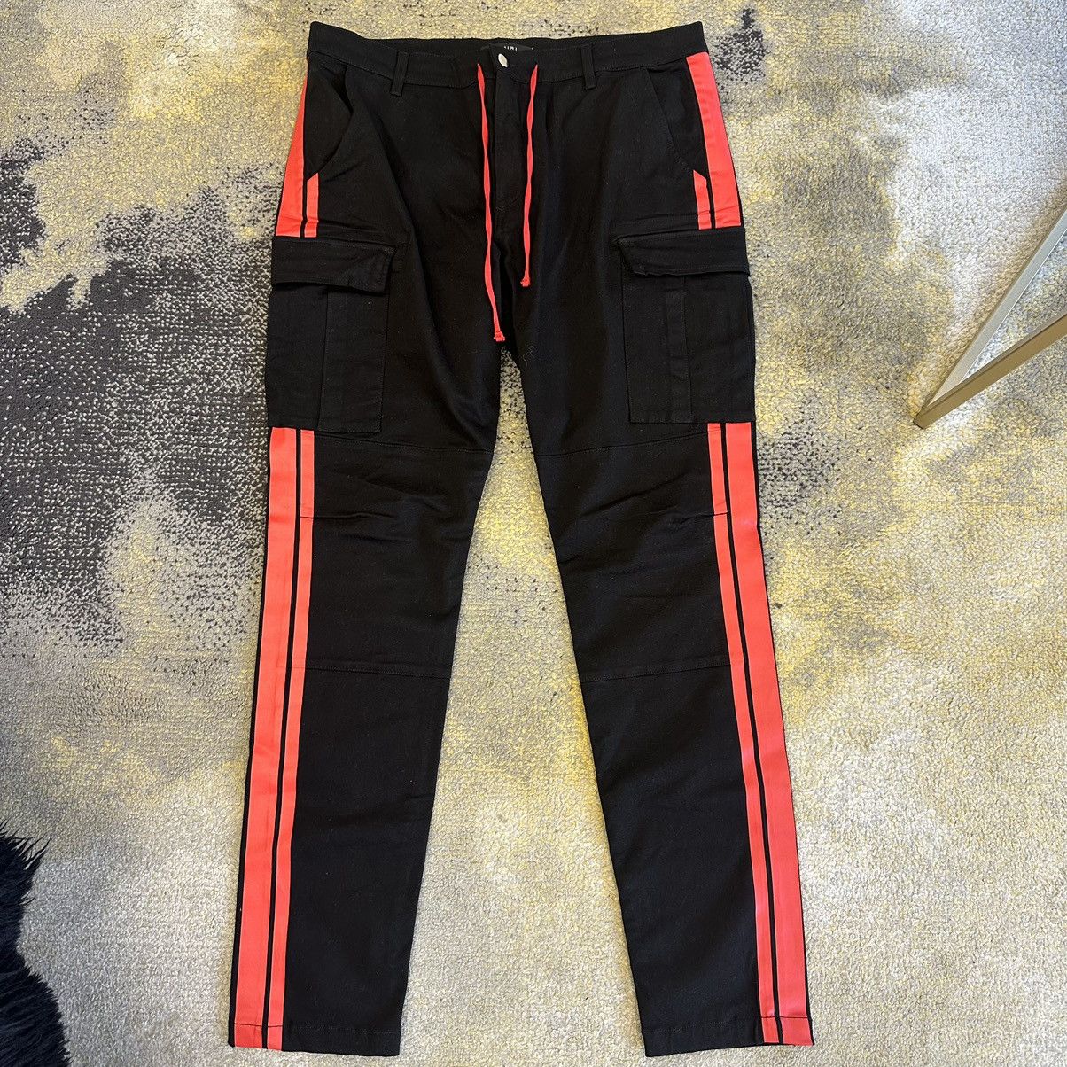 Amiri Amiri Slim Cargo Pants Black Red Line Size 38 Size US 38 / EU 54 - 1 Thumbnail