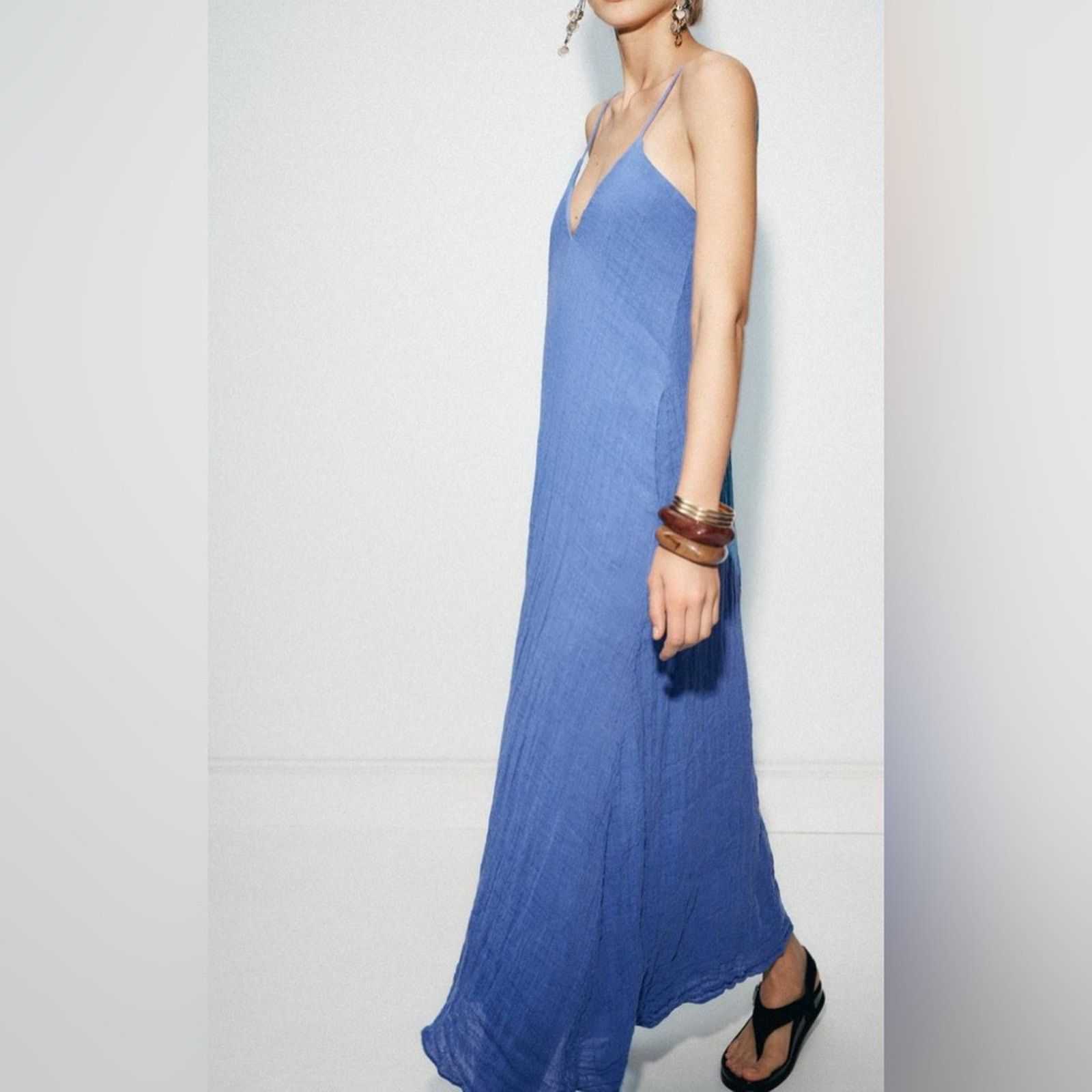Zara Nwt- ZARA-LINEN BLEND DRESS ZW COLLECTION-XL | Grailed