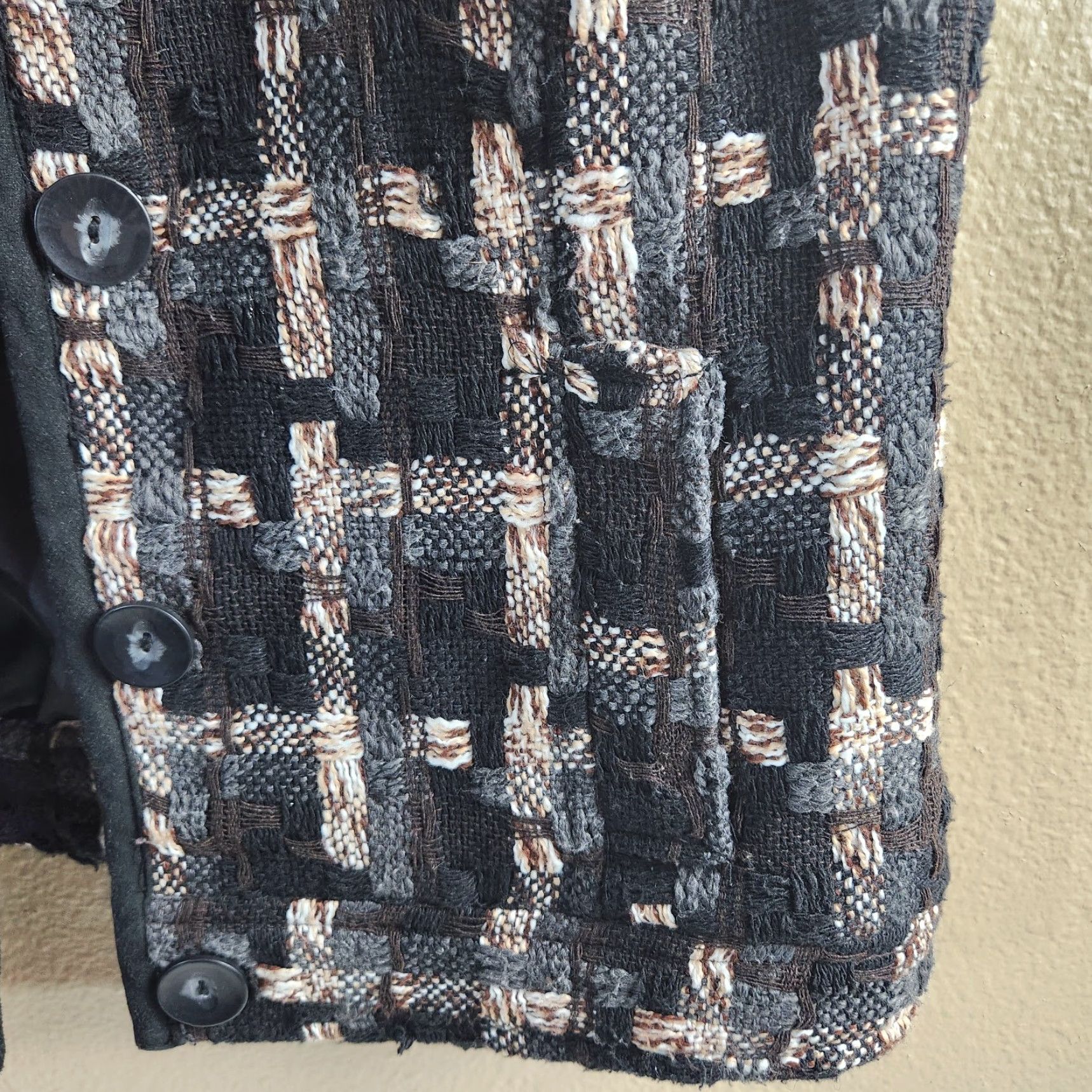 Vintage Christopher & Banks Womens Vest |S| Neutral Textured Knit Buttonfront Pocketed Lined Mock Collar Size S / US 4 / IT 40 - 2 Thumbnail
