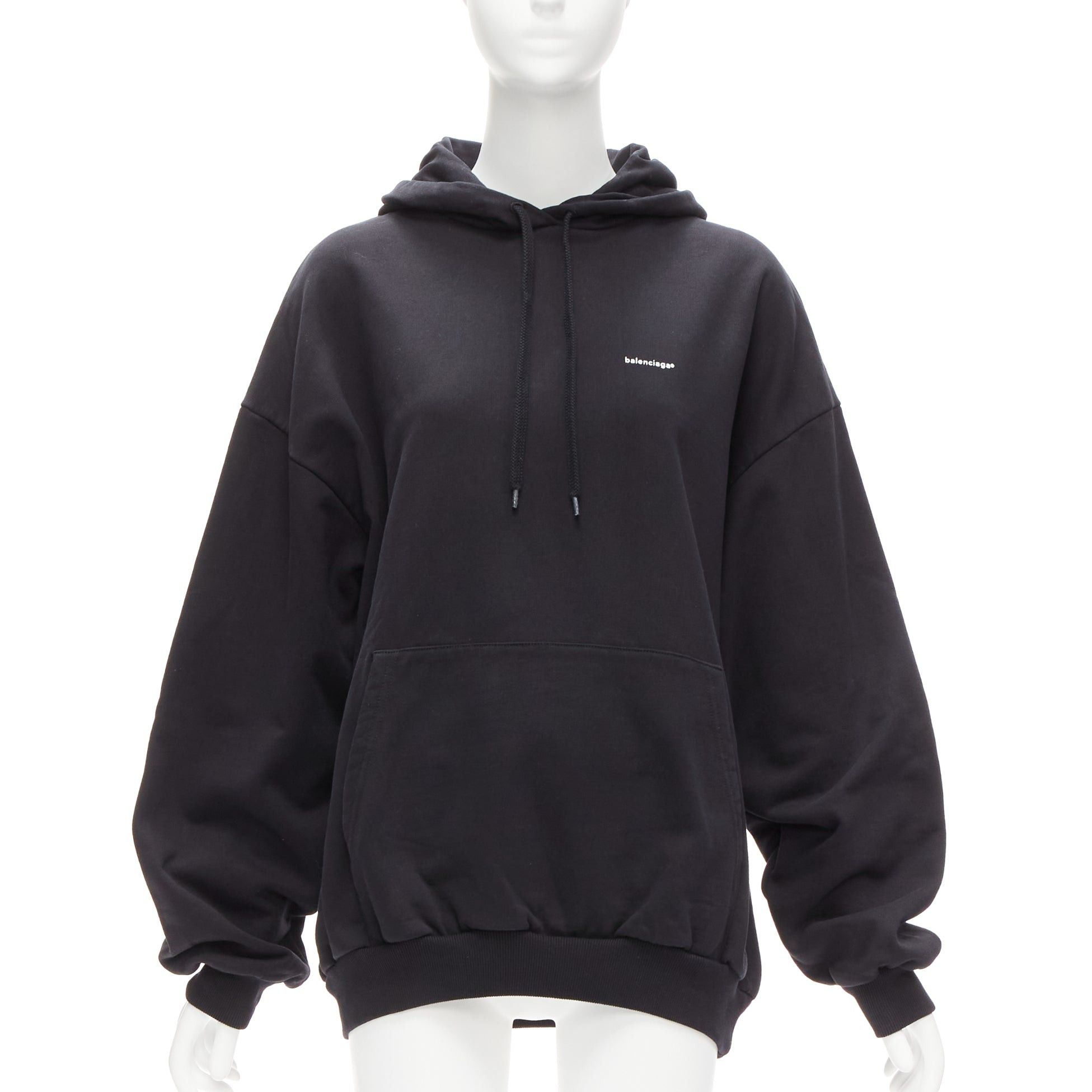 image of Balenciaga 2017 Archetype Black Cotton Logo Oversized Hoodie Xs, Women's (Size Small)