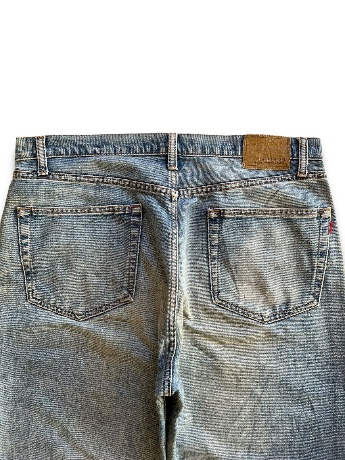 Japanese Brand Vintage Villand Blue Wash Distressed Baggy Jeans 35x31 Size US 35 - 8 Thumbnail