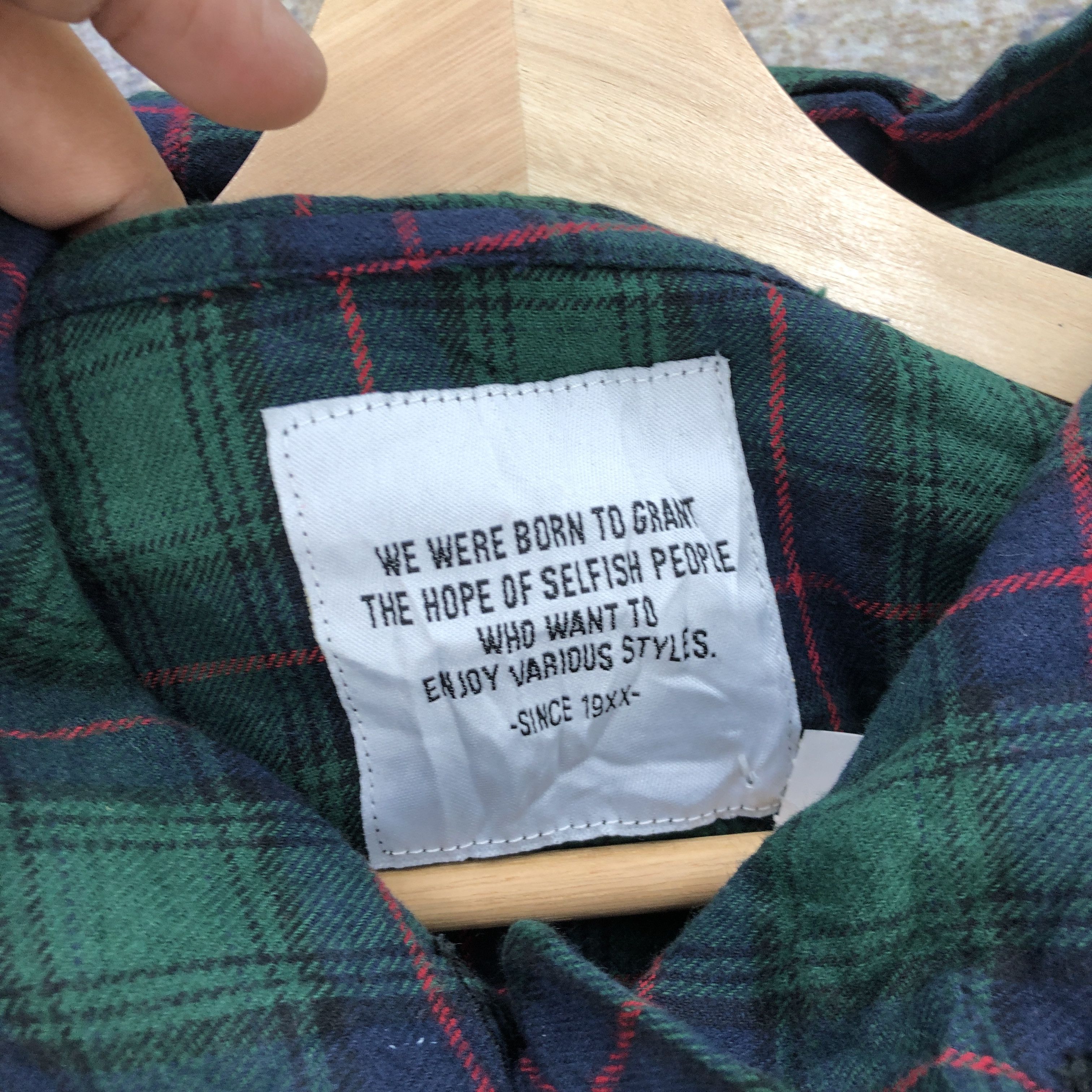 Japanese Brand × Vintage Vintage Y2K Japanese Tartan Hoodie Sweater Plaid Sweatshirt Size US L / EU 52-54 / 3 - 5 Thumbnail
