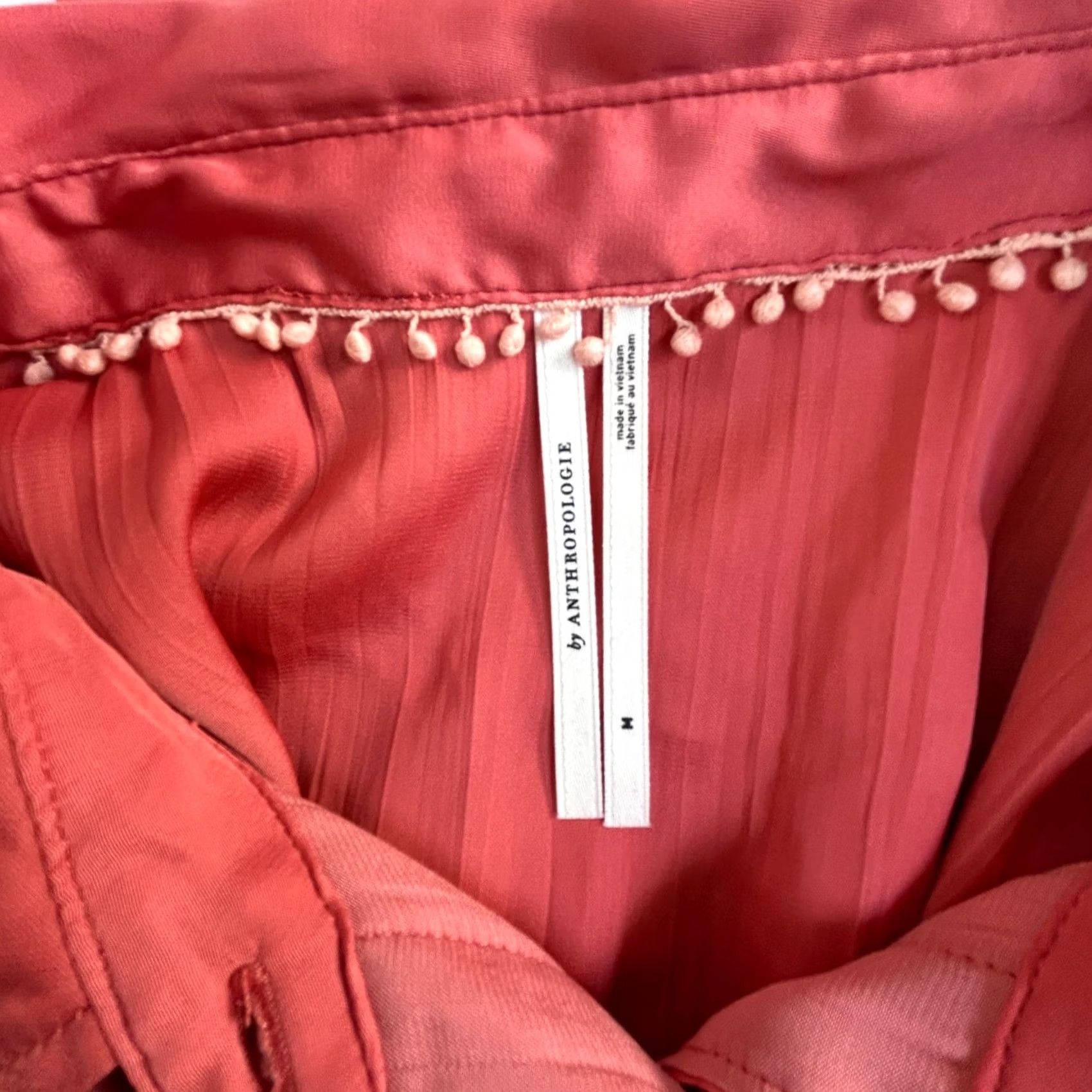 Anthropologie Anthropologie Coral Tie-Front Button-Up Blouse Long Sleeve M Womens Medium NWOT Size M / US 6-8 / IT 42-44 - 3 Thumbnail