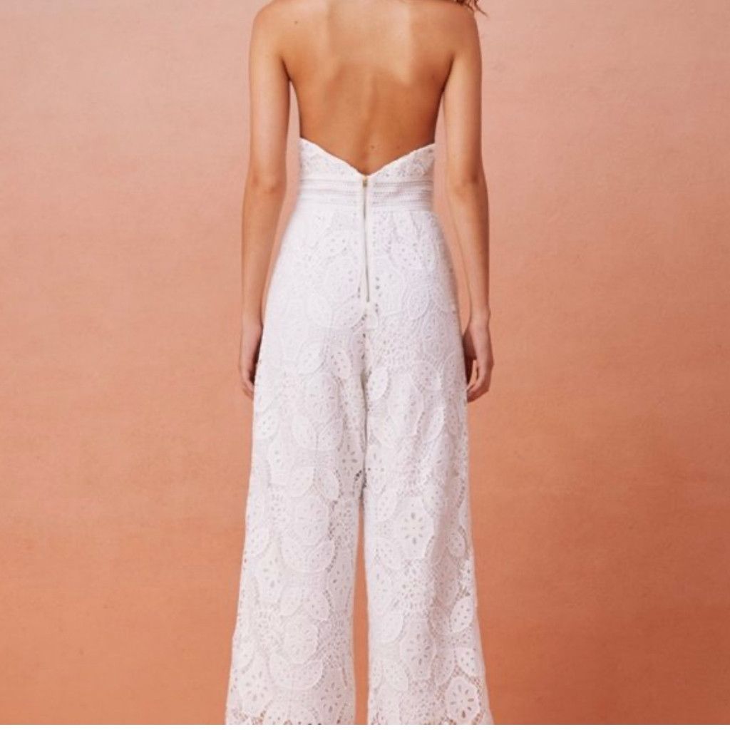 Other Keepsake White Halter Lace Jumpsuit Size M Size 32" / US 10 / IT 46 - 2 Thumbnail