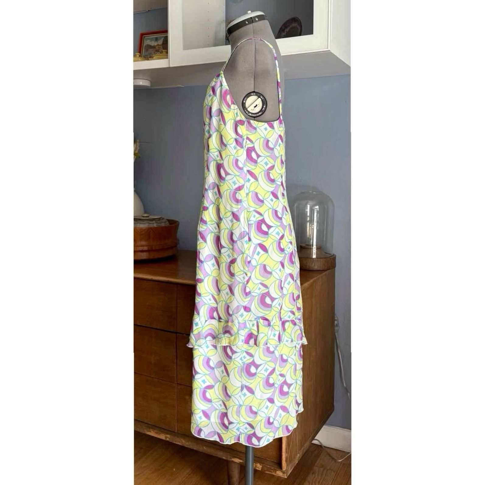 Johnny Was VINTAGE Johnny Was Dress Geometric Silk Midi Ruffled Layer Y2K Bohemian L Womens Size L / US 10 / IT 46 - 3 Thumbnail