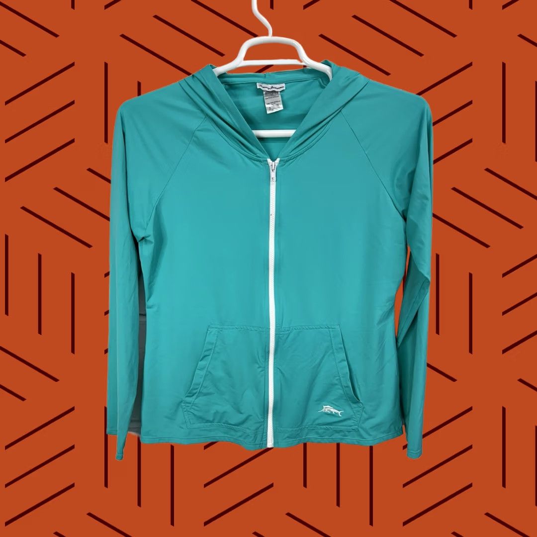 Tommy Bahama VINTAGE Tommy Bahama Rash Guard Long Sleeve Hooded Full Zip Pockets / Women’s XL Blue Mens Girls Womens Size XL / US 12-14 / IT 48-50 - 1 Thumbnail