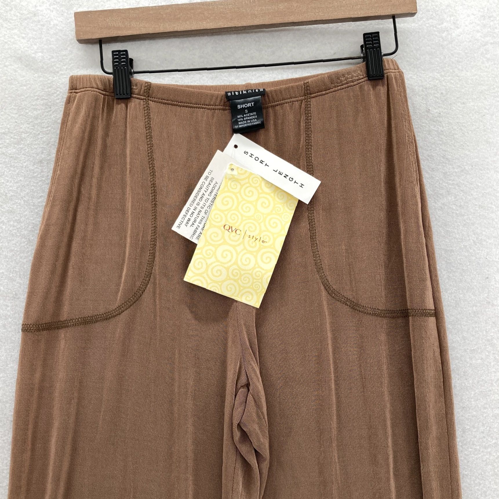 Vintage Citiknits Pants Womens Small Brown Slinky Knit Stretch Straight Leg Comfort NWT Size 28" / US 6 / IT 42 - 2 Thumbnail