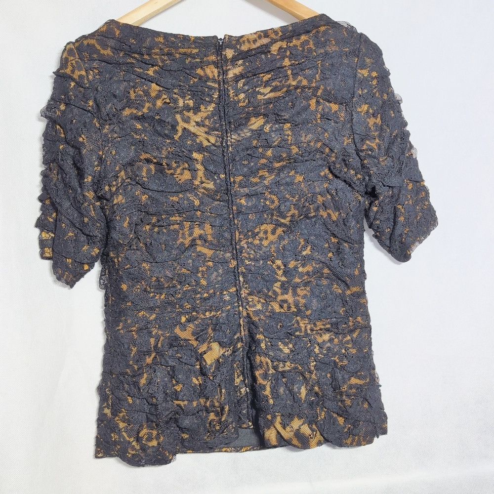 Tadashi Shoji Tadashi Shoji Sz 12 Black Lace and Gold Leopard Blouse Size XL / US 12-14 / IT 48-50 - 3 Thumbnail