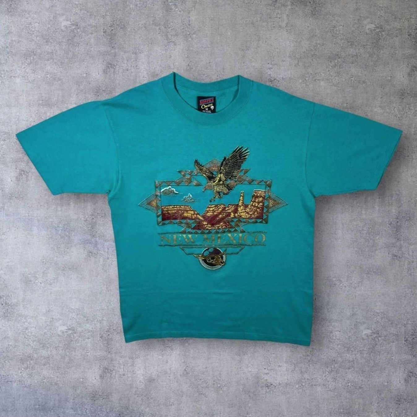 Soffe Vintage Soffe T-Shirt New Mexico Souvenir Graphic Teal 90s Medium Mens Shirt Short Sleeve Cotton Crew Neck Size US M / EU 48-50 / 2 - 2 Thumbnail