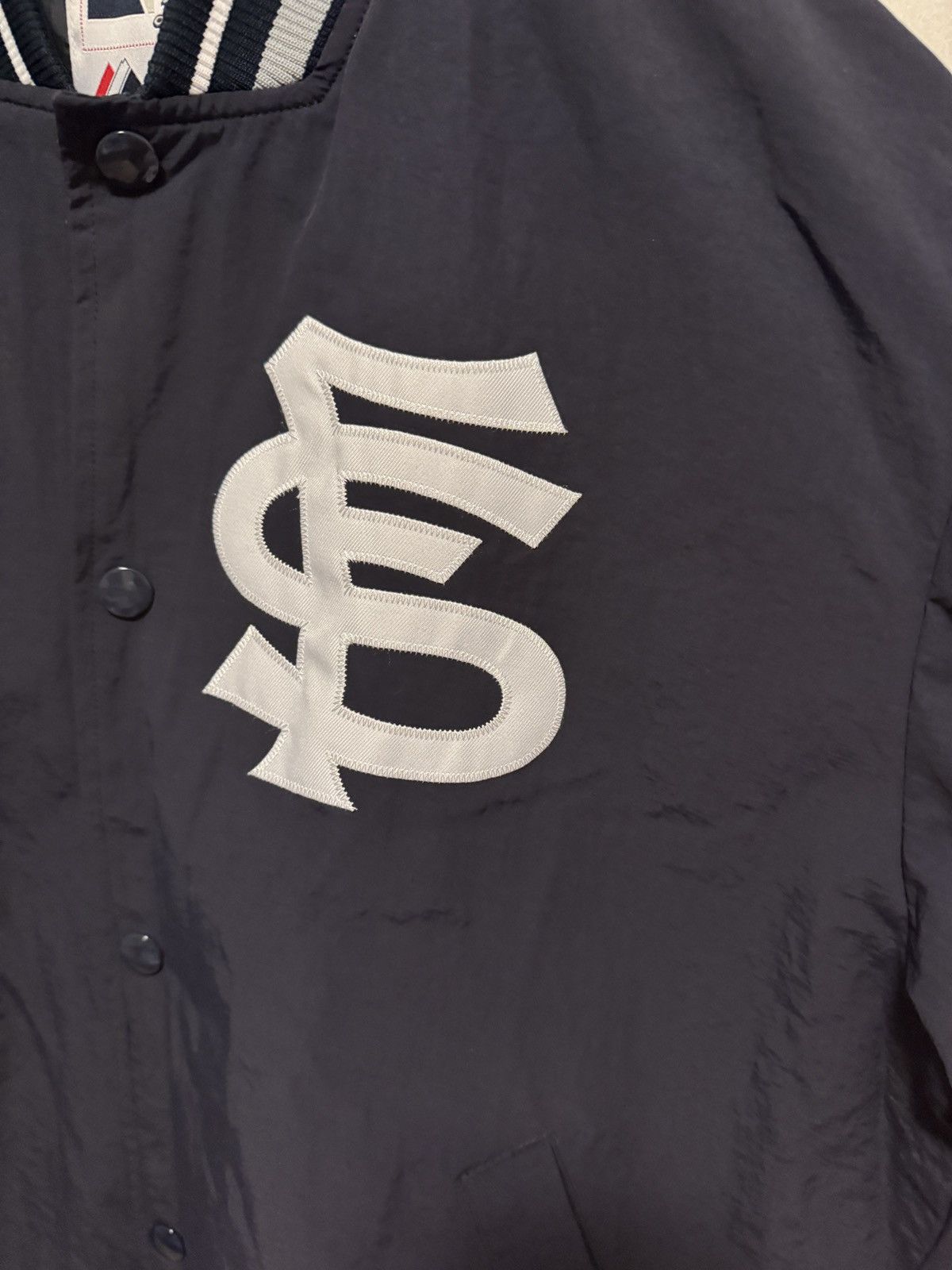 Flagstuff × Majestic Flagstuff Majestic Navy Bomber San Francisco Giants M  | Grailed