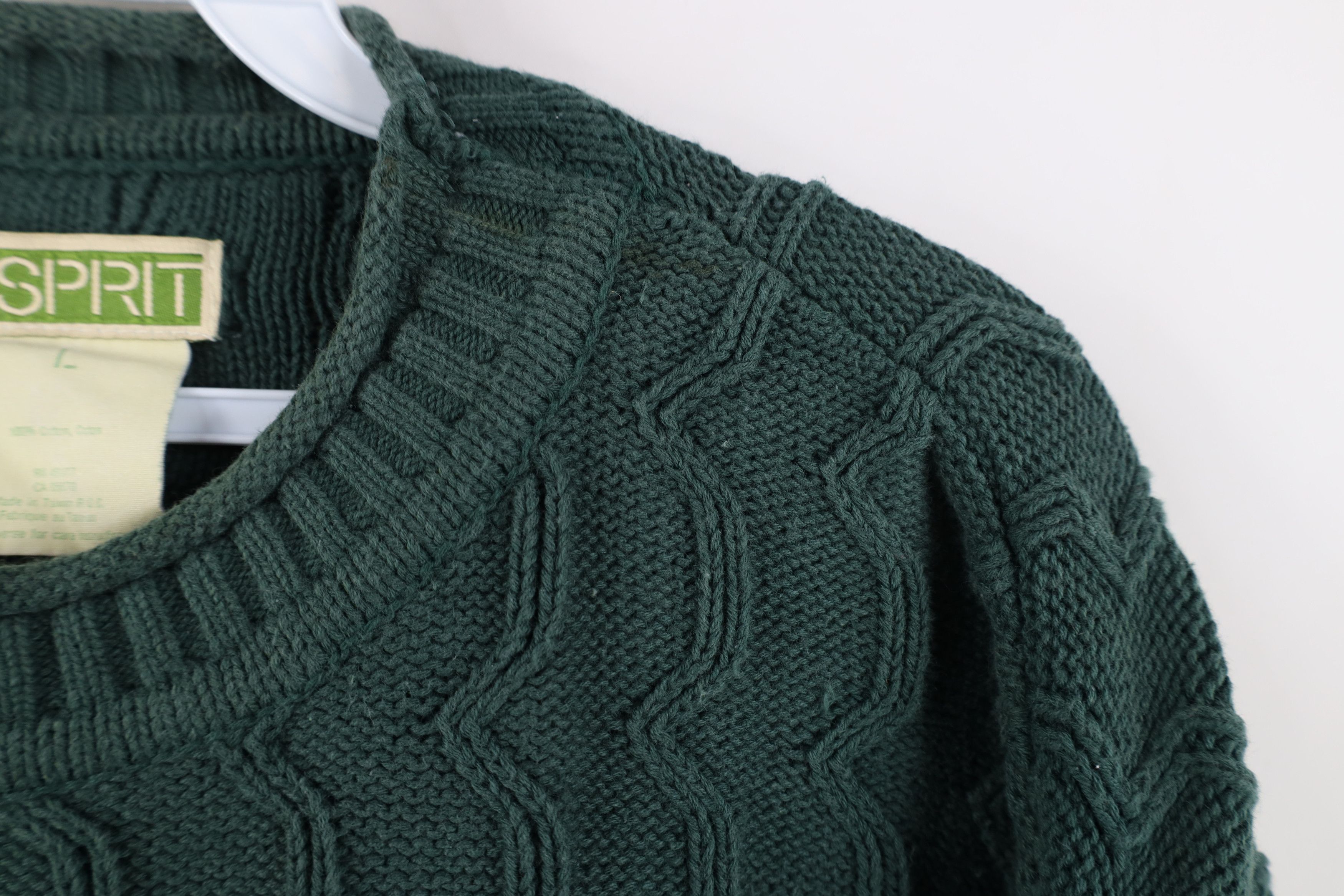 Esprit Vintage 90s Esprit Babydoll Marled Knit Sweater Green Cotton Size L / US 10 / IT 46 - 4 Thumbnail