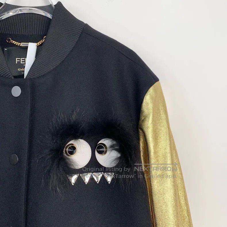 Fendi Fendi Monster Eyes Black Gold Varsity Jacket. Size US M / EU 48-50 / 2 - 3 Thumbnail