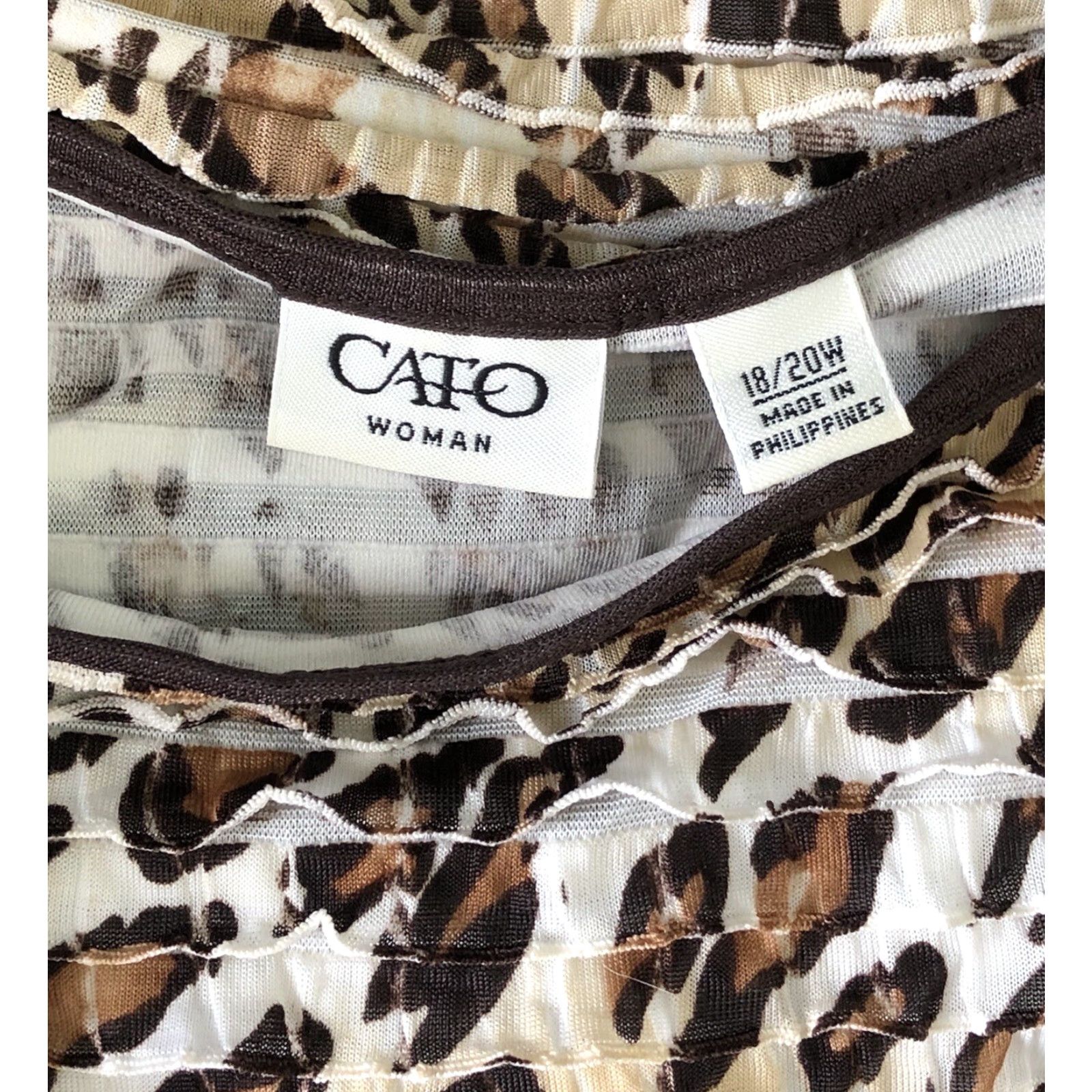 Vintage Cato Leopard Print Boat Neck Short Sleeve Layered Top 18/20w Plus Size Boho Patty 90's Womens Size 3XL / US 20-22 - 4 Thumbnail