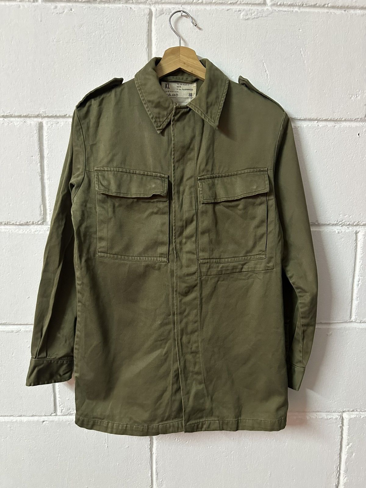 Vintage 1978 Dutch Military Green Jacket H. Van Puijenbroek Size US M / EU 48-50 / 2 - 2 Thumbnail