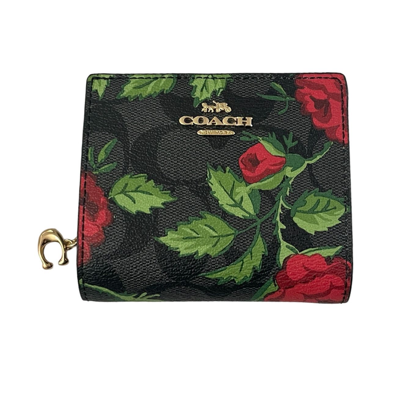 Coach Snap Wallet In Signature Canvas With outlet Fairytale Rose Print