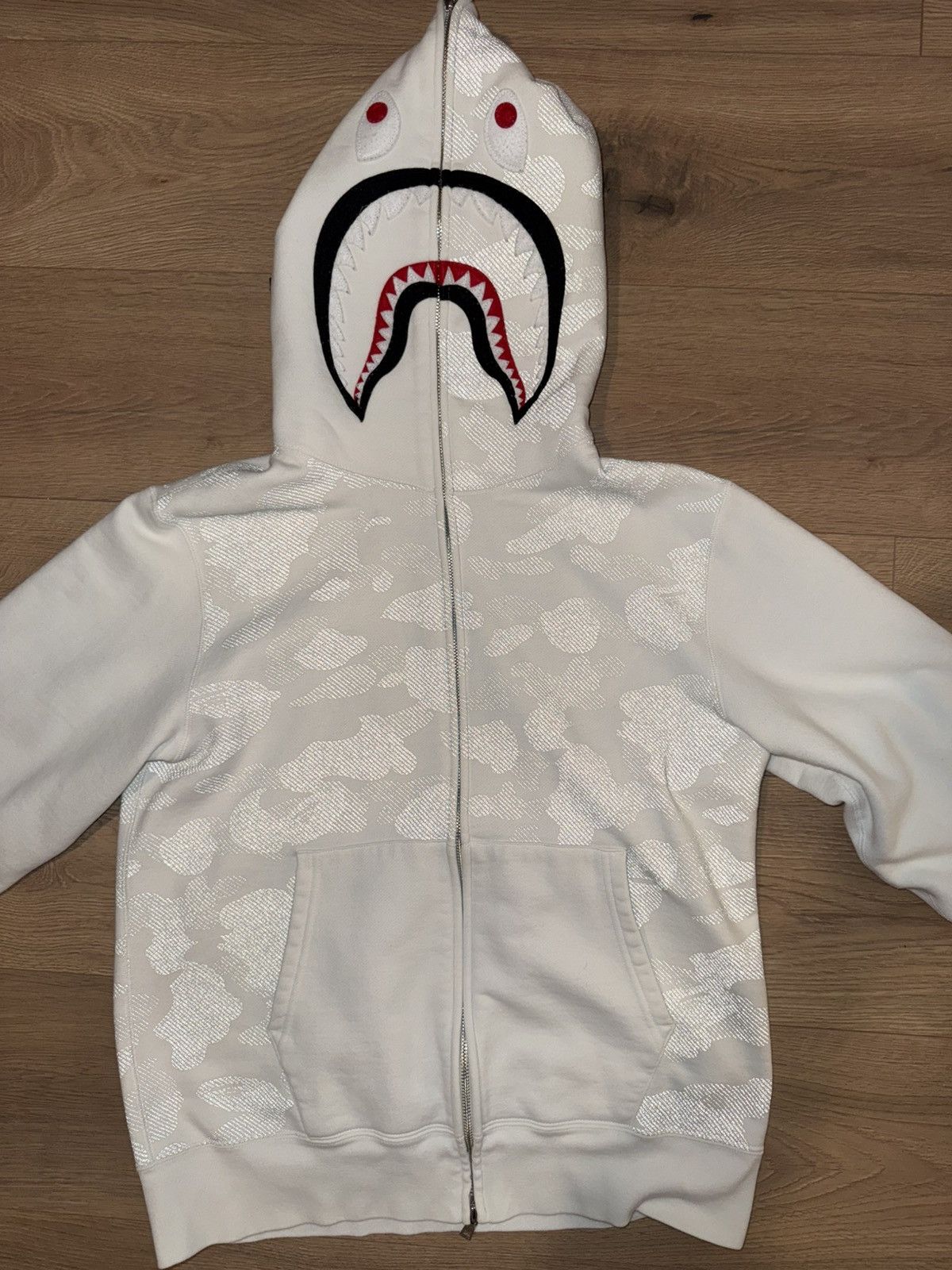 Bape Bape White Camo reflective Shark Zip-Up hoodie Size US L / EU 52-54 / 3 - 2 Thumbnail