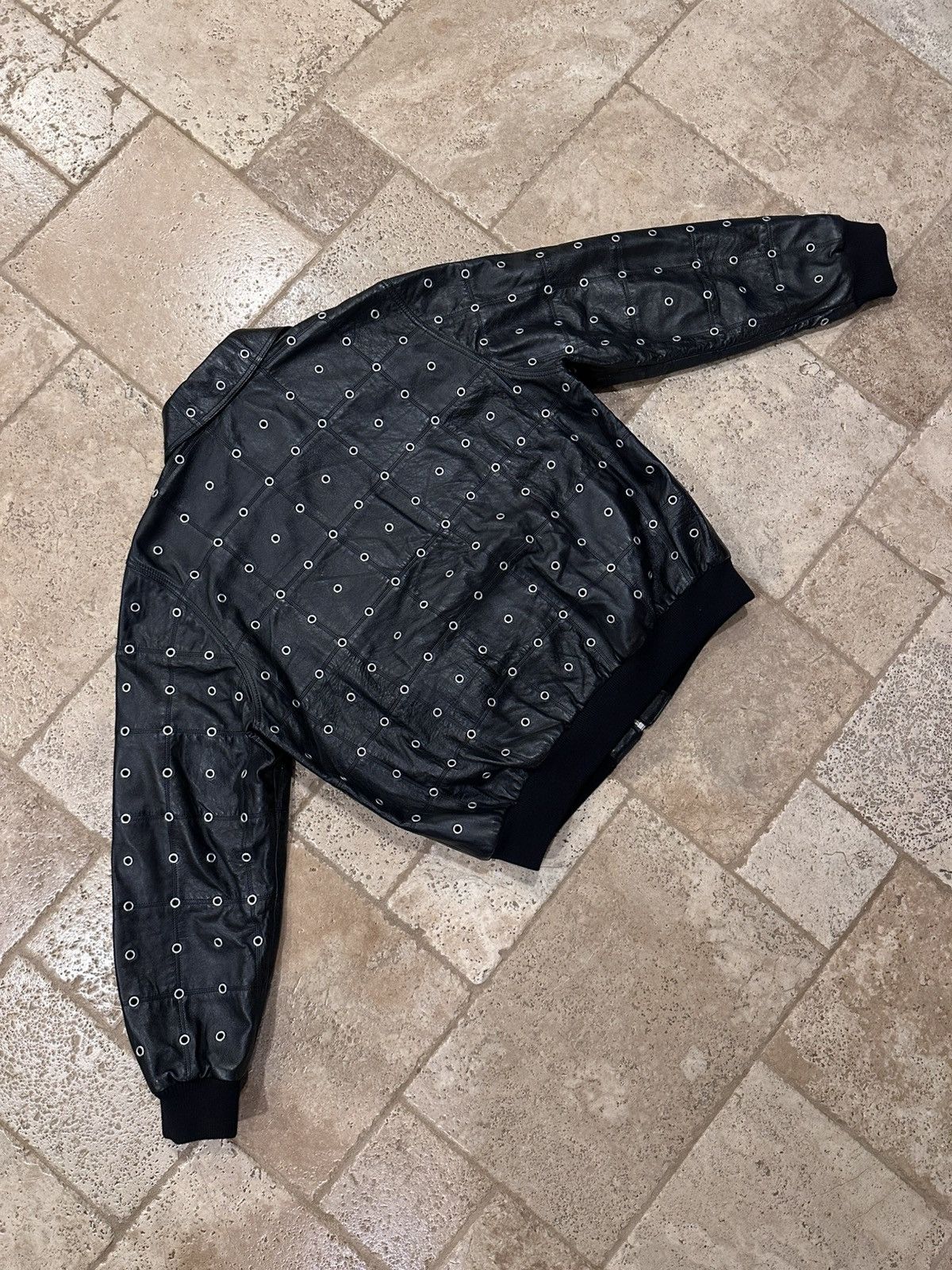 Celine × Hedi Slimane Celine x Hedi FW22 Leather Eyelet Cut-Out Stud Patch Jacket Size US L / EU 52-54 / 3 - 11 Thumbnail