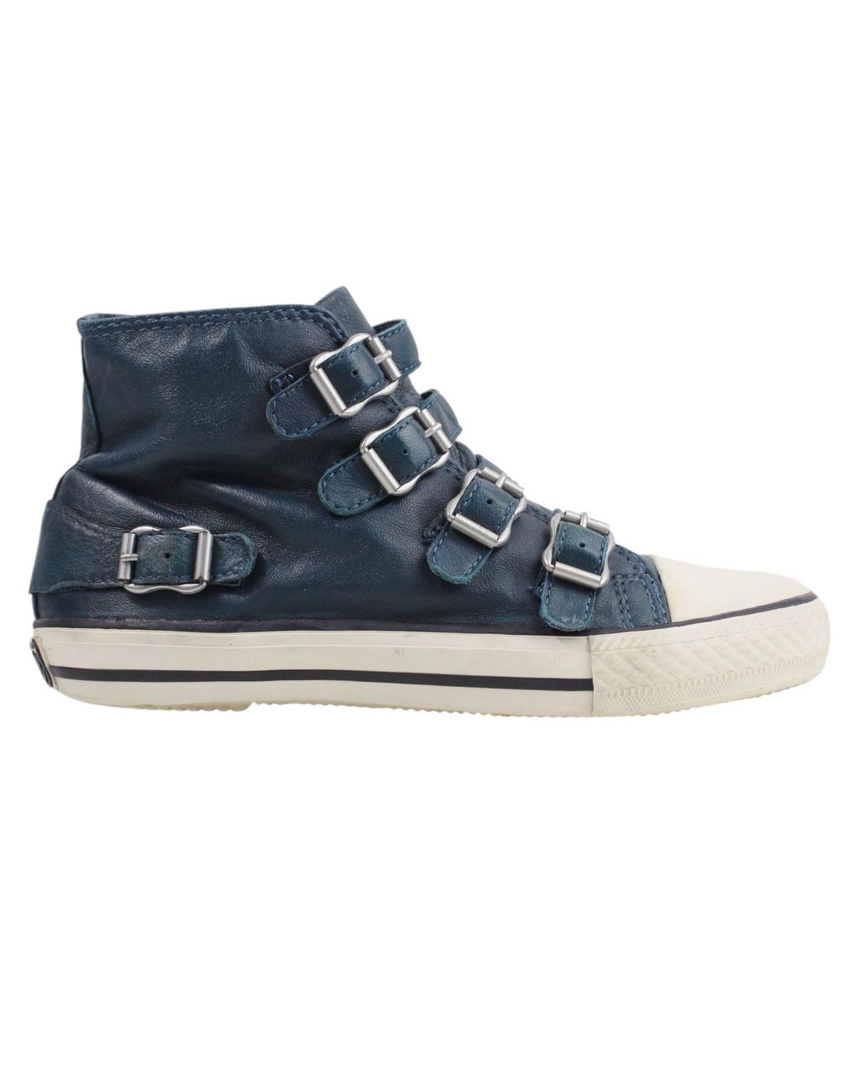 2000s Ash Kids Virgin Blue Leather Buckle High Top Sneakers, Women's (Size 4)