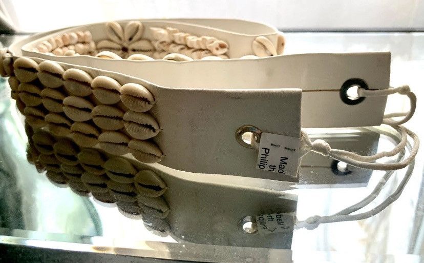 Designer × Vintage Beautiful sea shells Belt Size XS/ S NWTLeather 33 Cm / 13” Size ONE SIZE - 6 Thumbnail