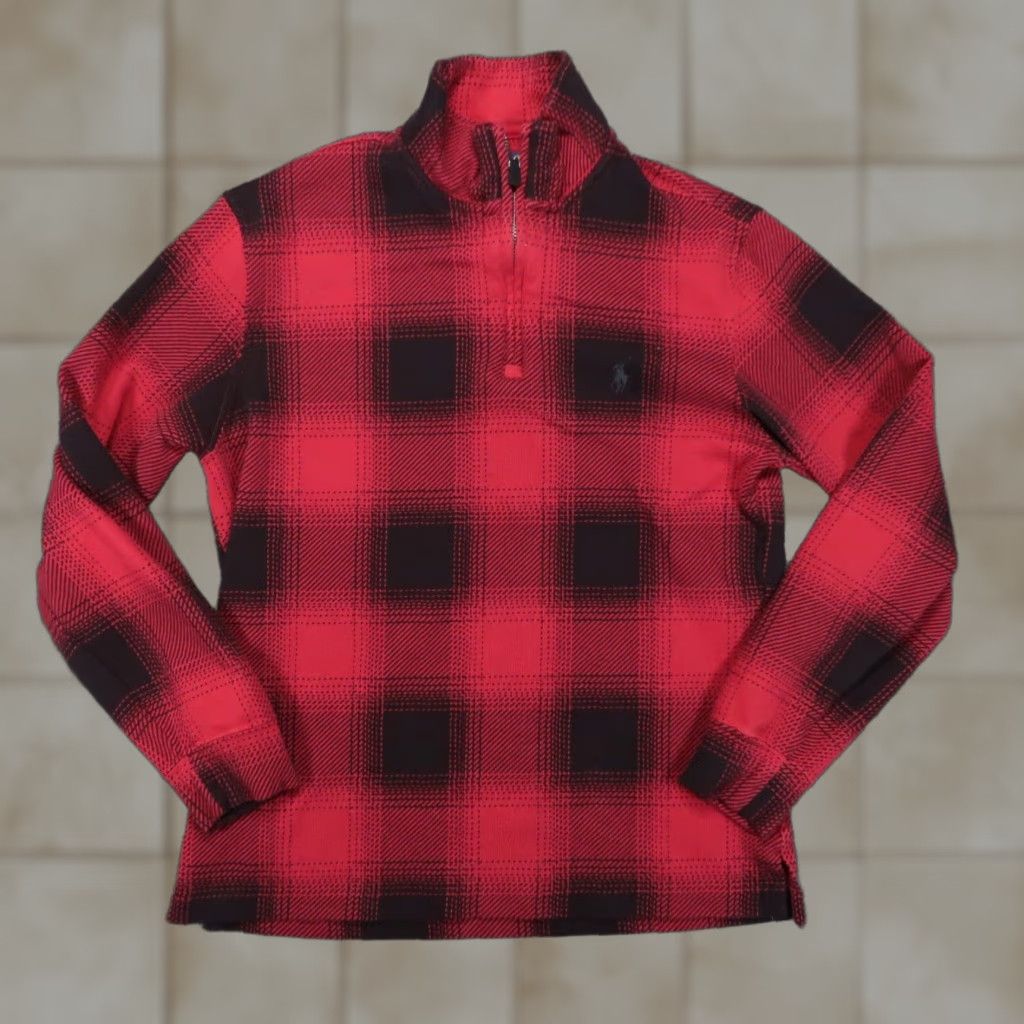 Polo Ralph Lauren Polo Ralph Lauren Sweater Pullover Men XS Red Buffalo Plaid 1/4 Zip Mock Neck Knit Size US XS / EU 42 / 0 - 1 Thumbnail