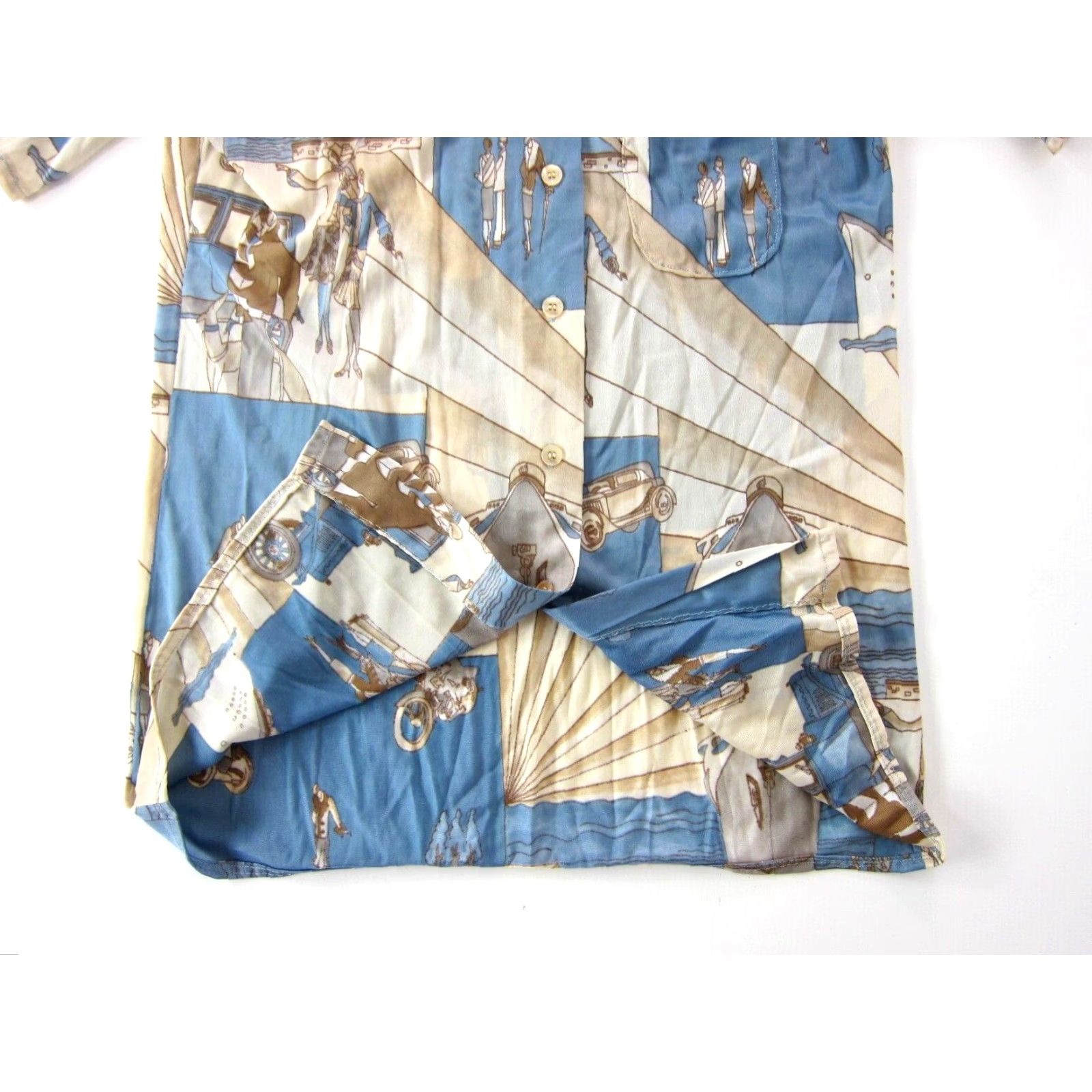 Vintage Vtg Unbranded Shirt Women M Blue Blue Boat Motorcycle People Button Down Short Sleeve Shirt Mens Womens Size M / US 6-8 / IT 42-44 - 5 Thumbnail