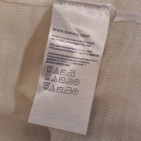 Tommy Hilfiger Tommy Hilfiger Size L Womens White Tie-Front Cardigan Lightw Size L / US 10 / IT 46 - 9 Thumbnail