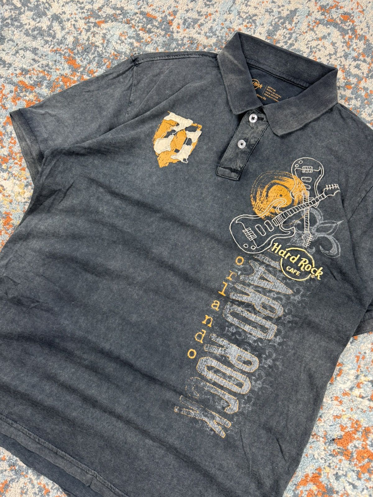 Hard Rock Cafe × Vintage Vintage y2k Hard Rock Cafe washed faded embroidered polo tee Size US M / EU 48-50 / 2 - 3 Thumbnail